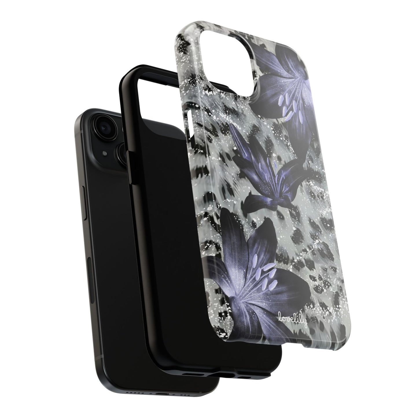dark flowers stacked phone case