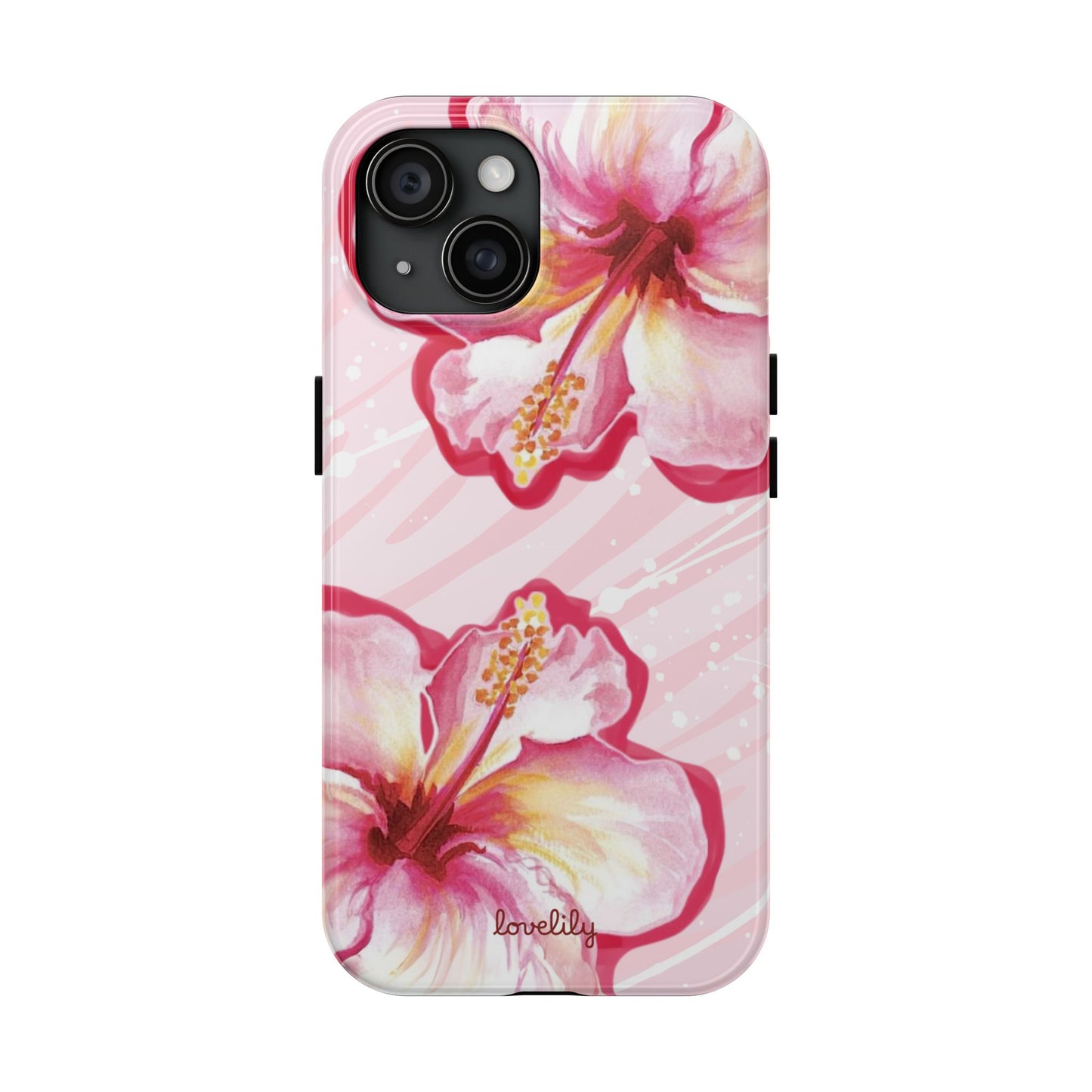 pink hibiscus stacked phone case
