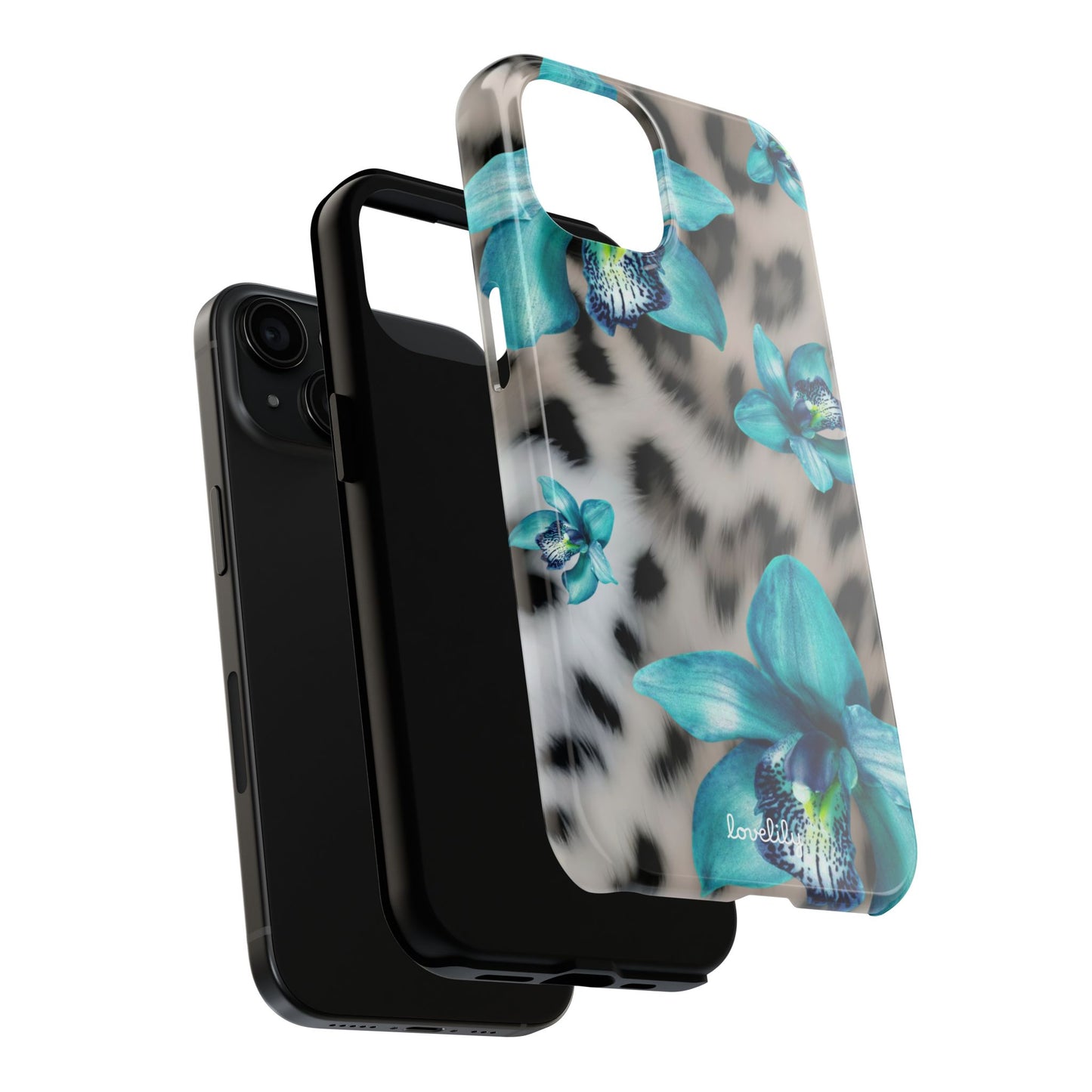 snow leopard orchid stacked phone case