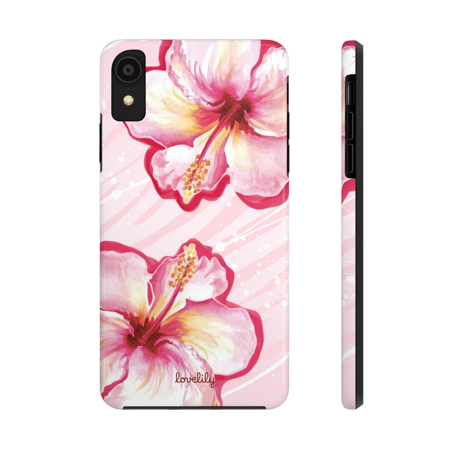 pink hibiscus stacked phone case