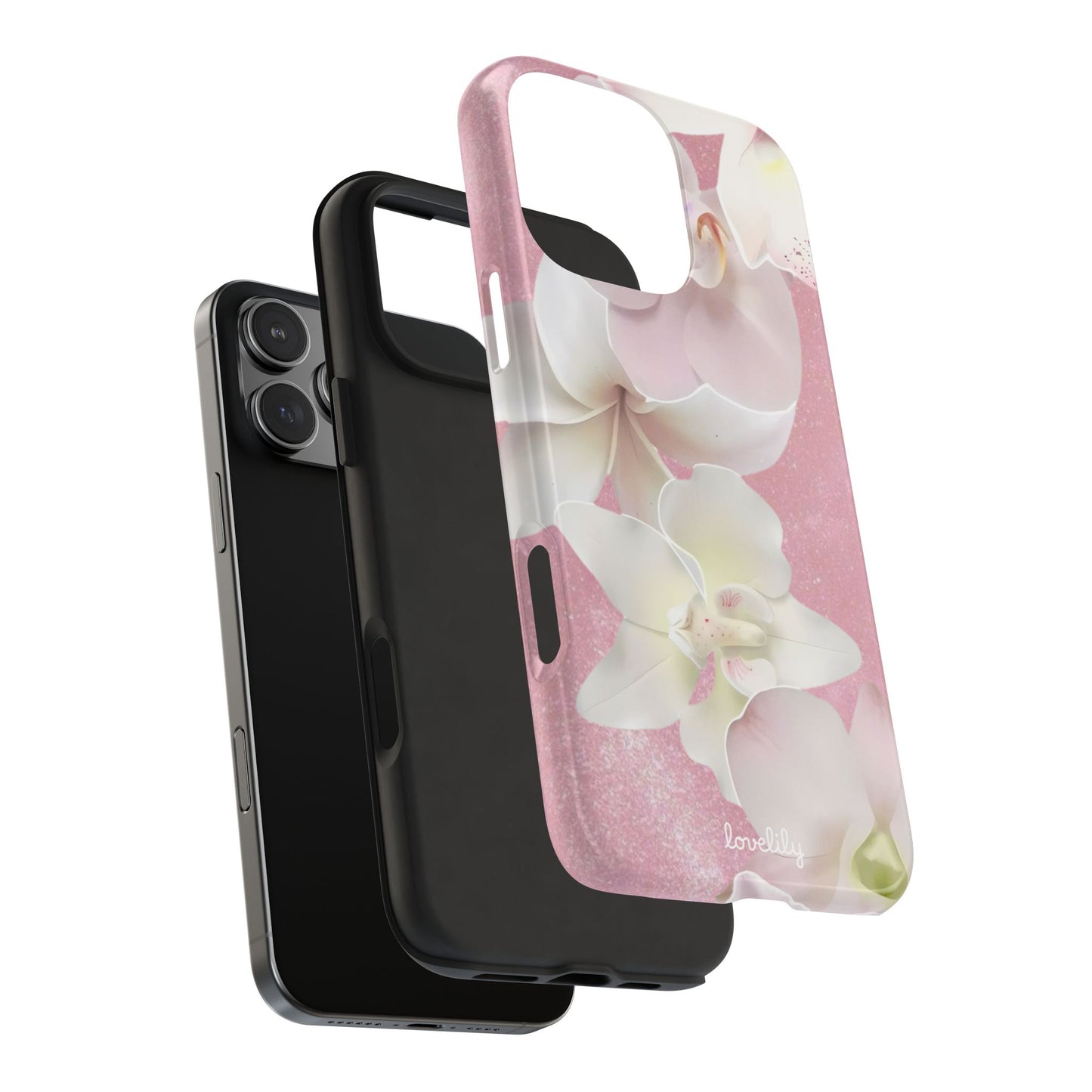 pink shimmer stacked phone case
