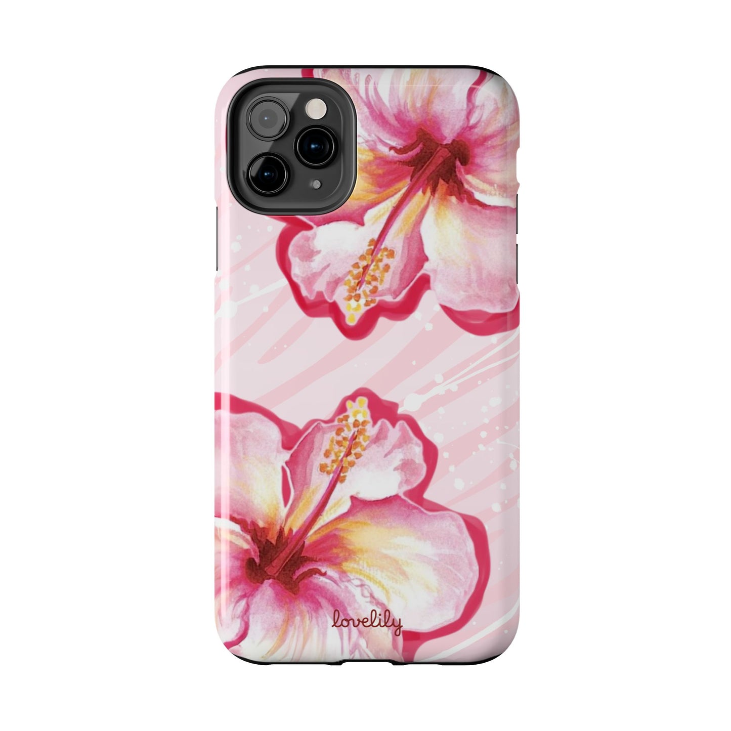 pink hibiscus stacked phone case