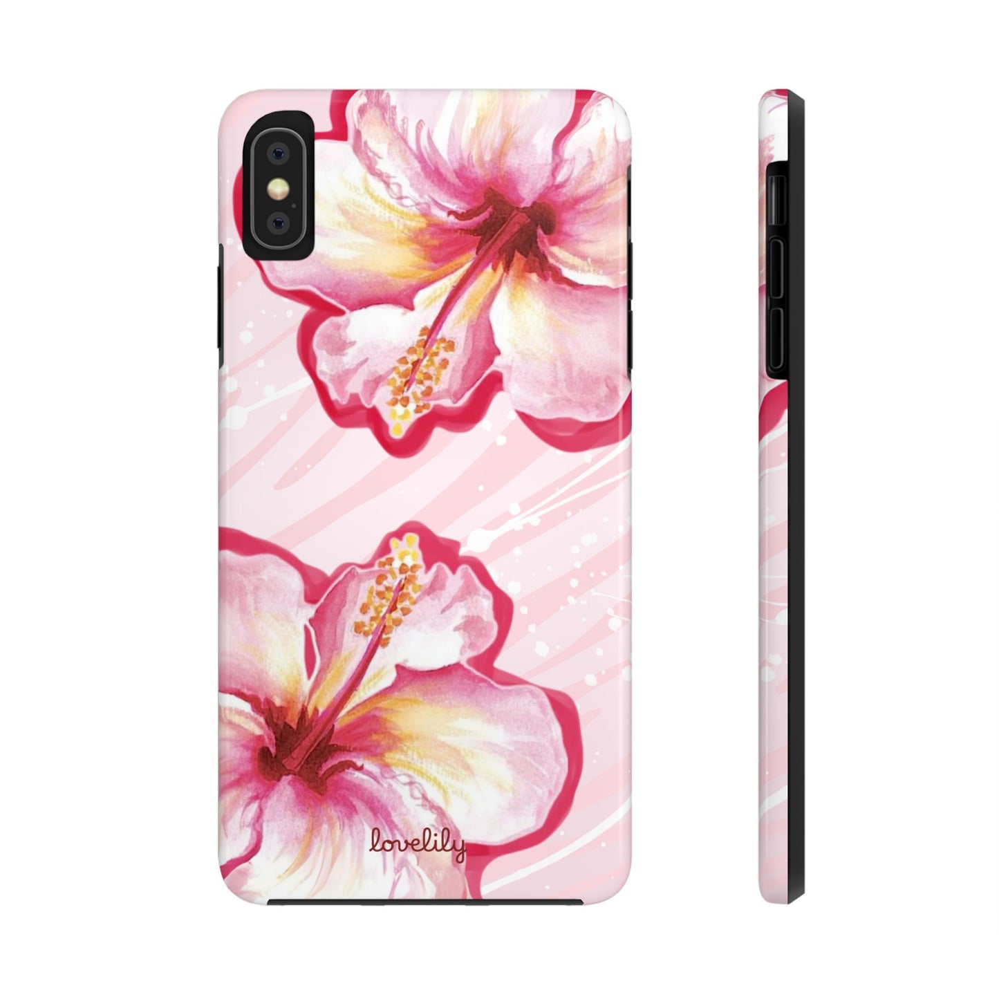 pink hibiscus stacked phone case