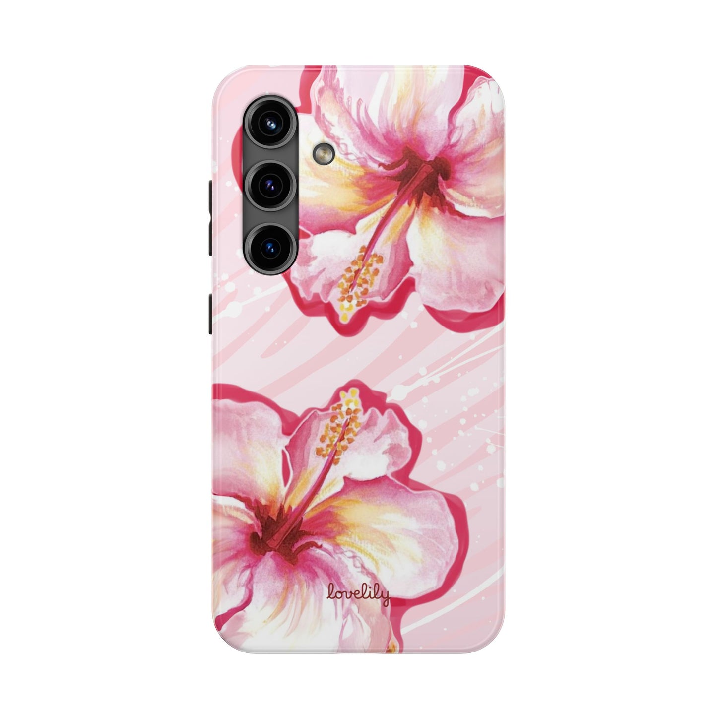 pink hibiscus stacked phone case