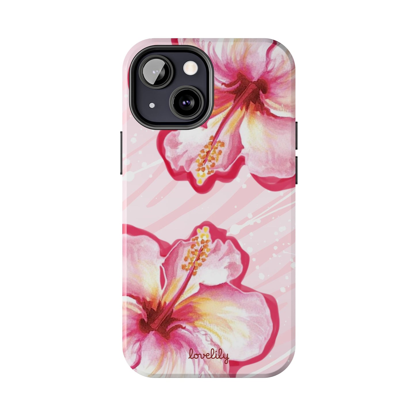 pink hibiscus stacked phone case