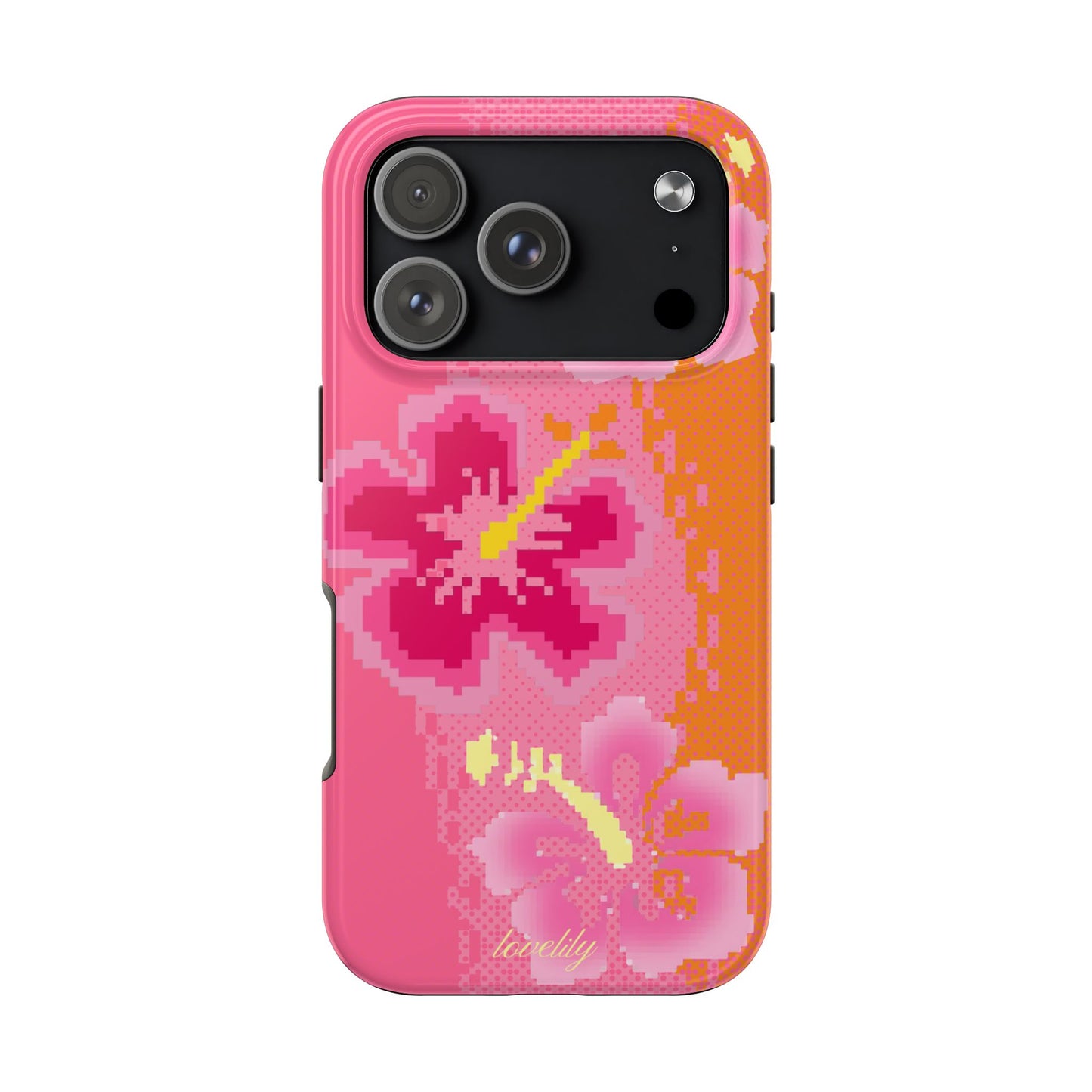 pixel hibiscus stacked phone case