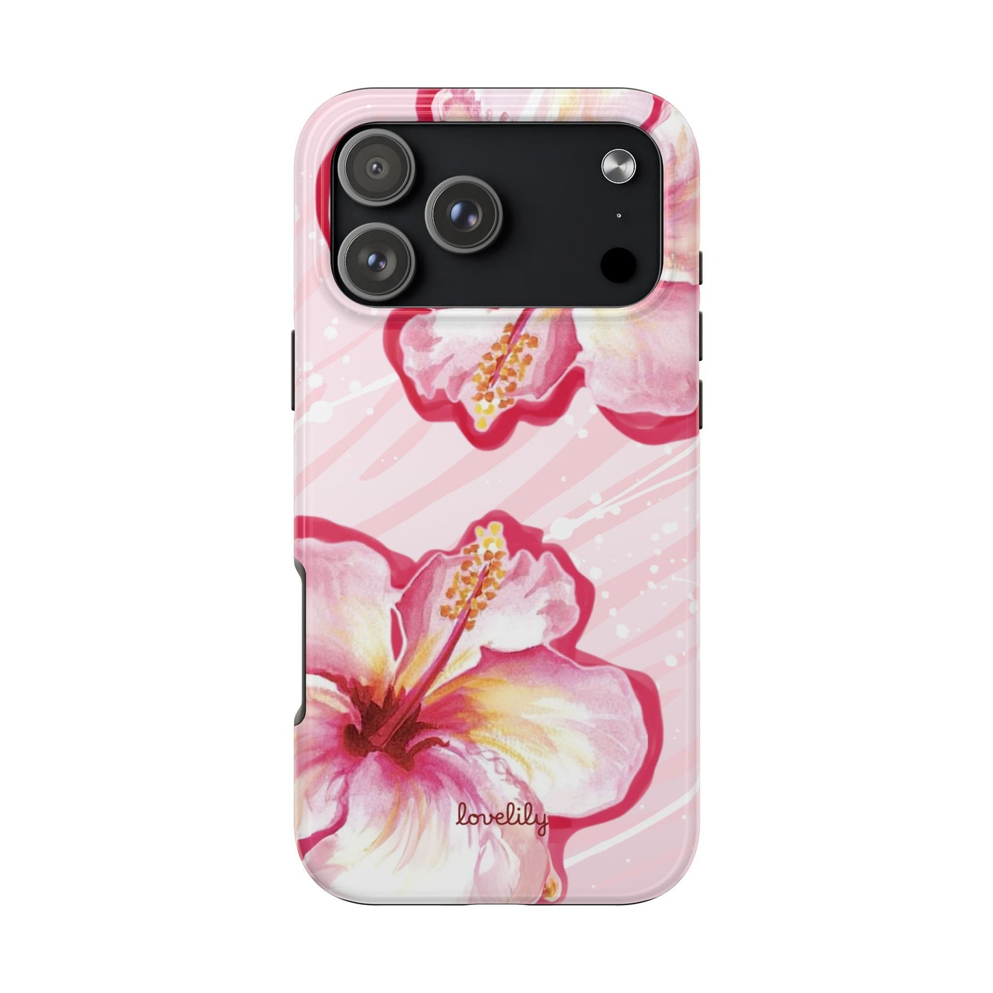 pink hibiscus stacked phone case