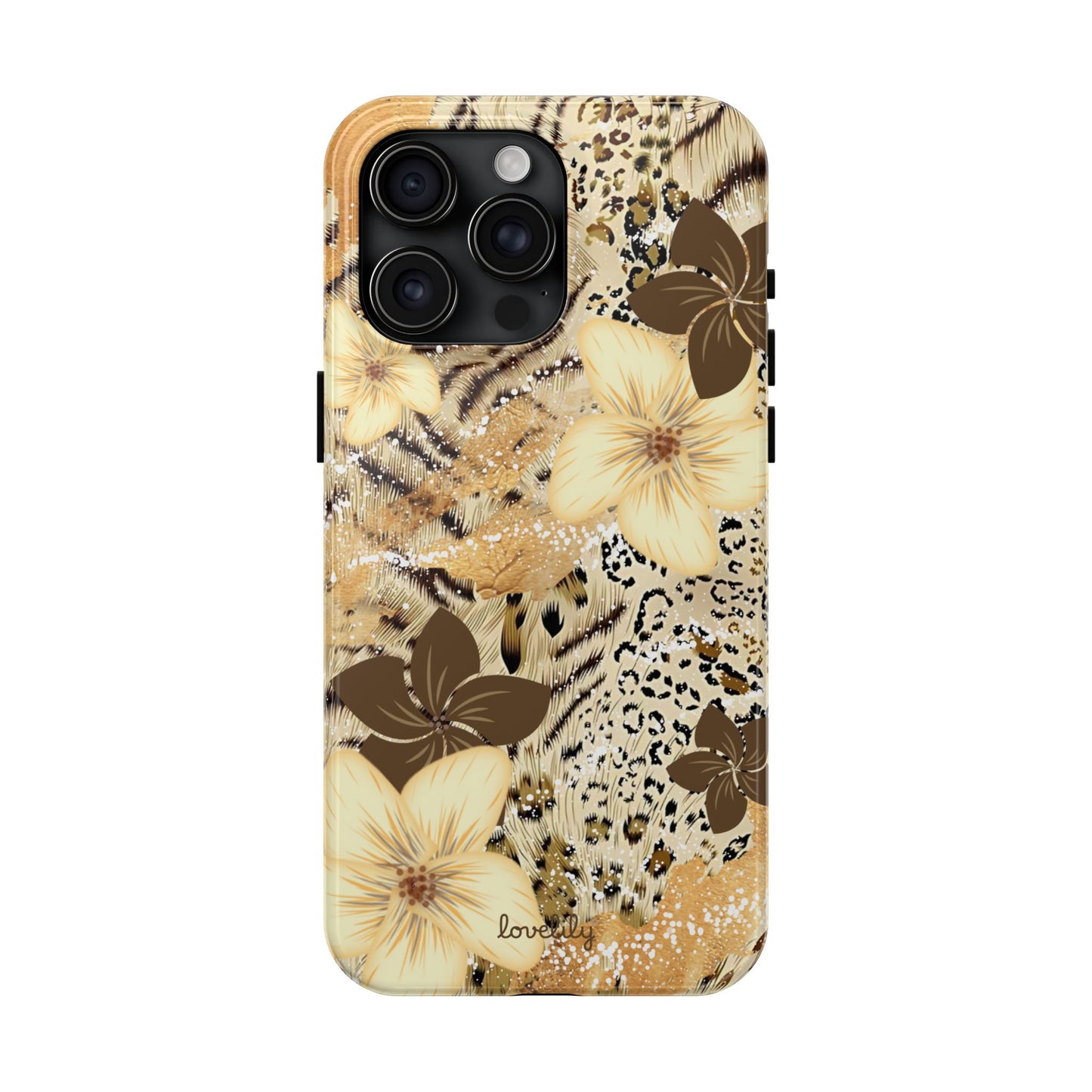creme n' brown plumeria stacked phone case