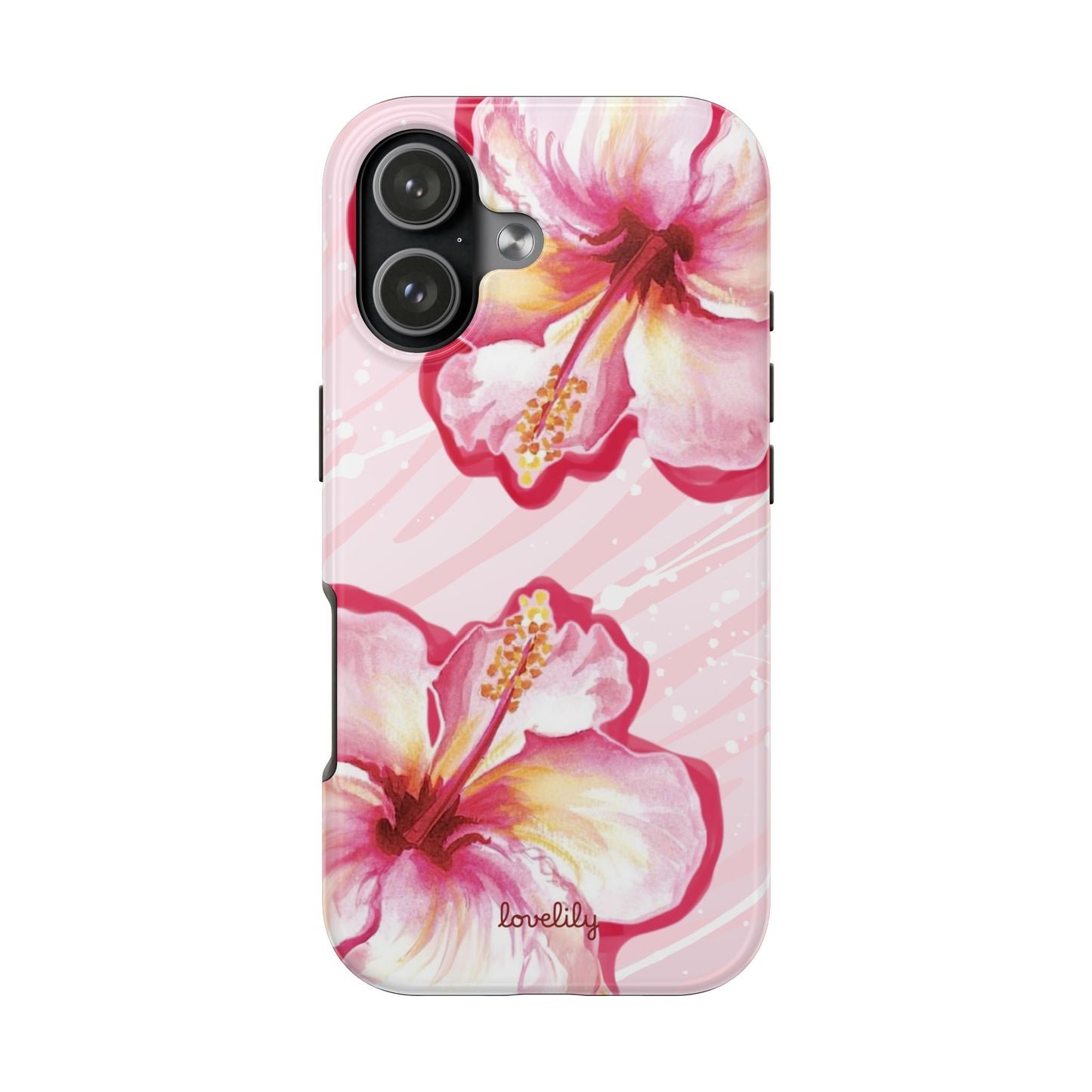 pink hibiscus stacked phone case