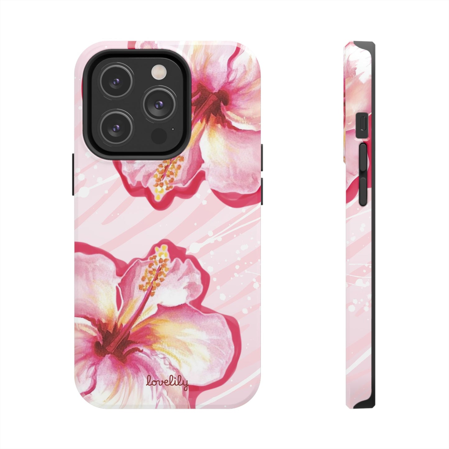 pink hibiscus stacked phone case