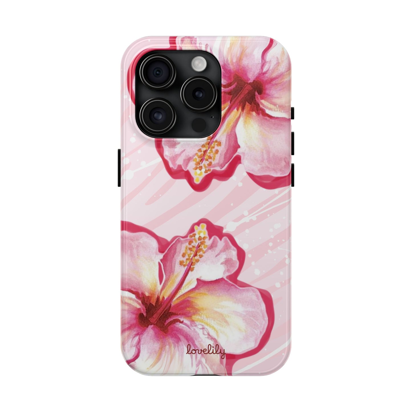 pink hibiscus stacked phone case