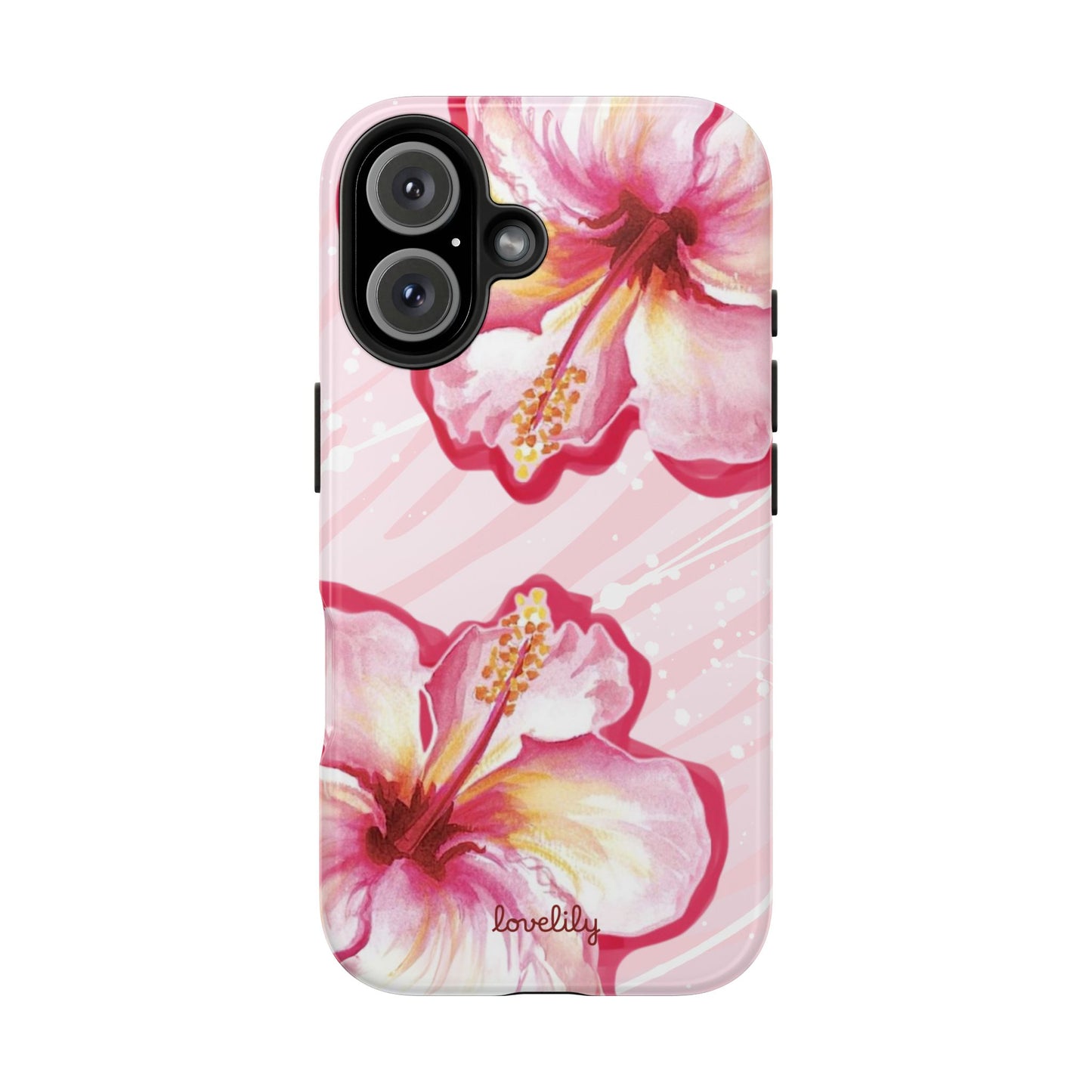 pink hibiscus stacked phone case