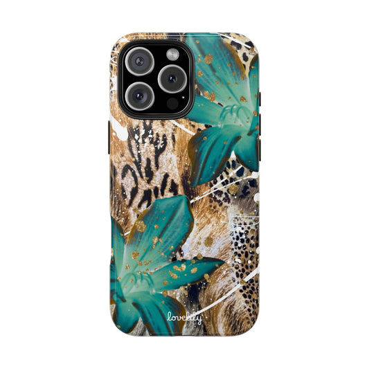 brown n blue stacked phone case