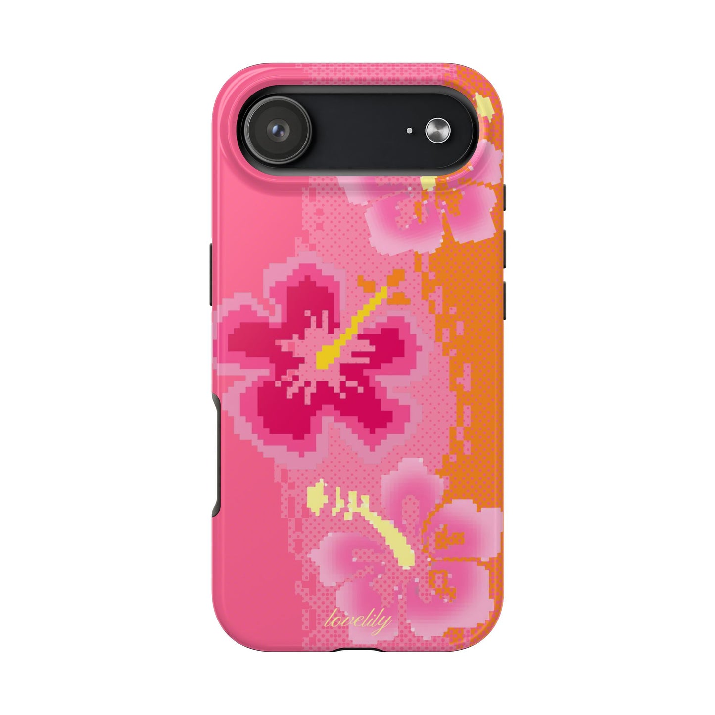 pixel hibiscus stacked phone case