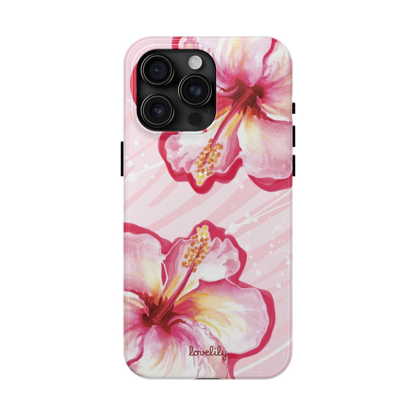 pink hibiscus stacked phone case