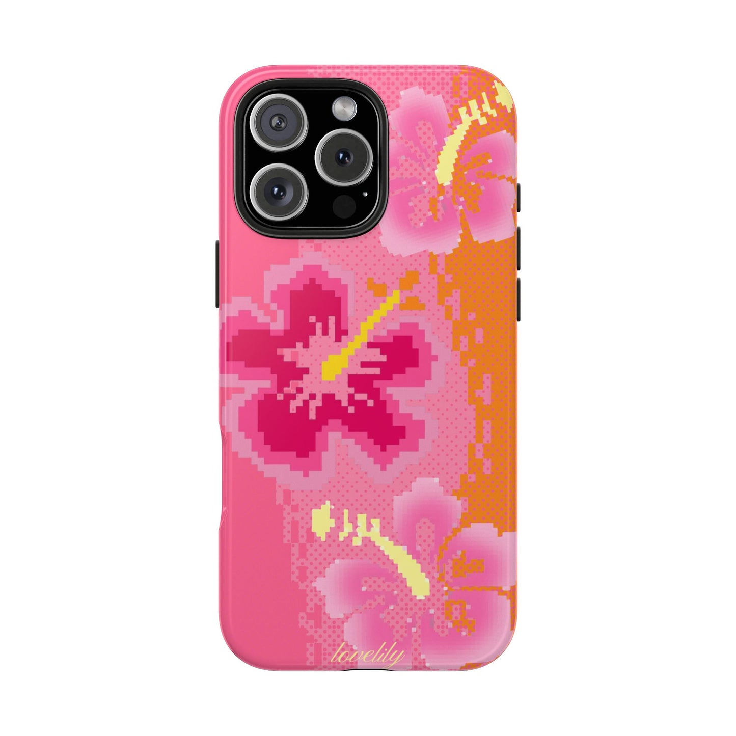 pixel hibiscus stacked phone case
