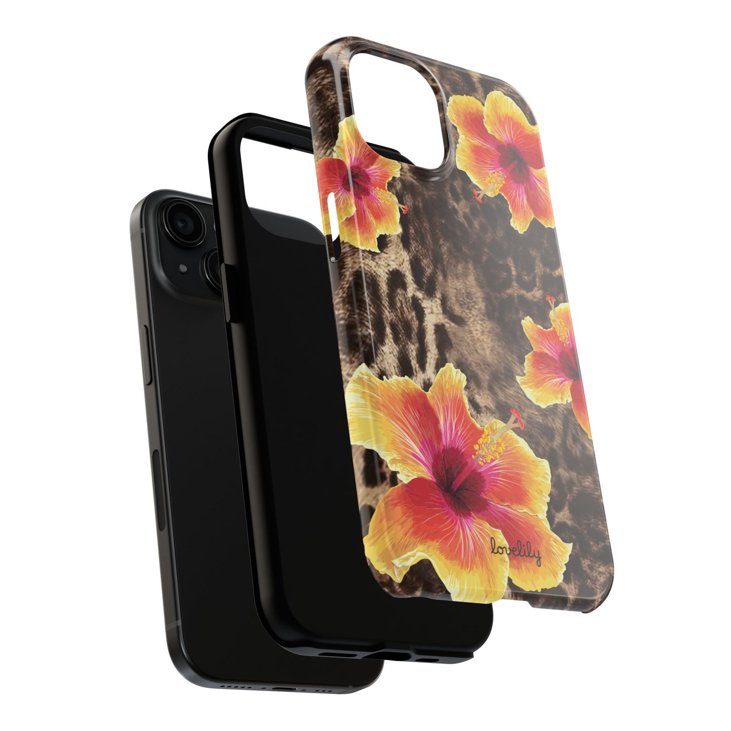 orange and yellow hibiscus phone case