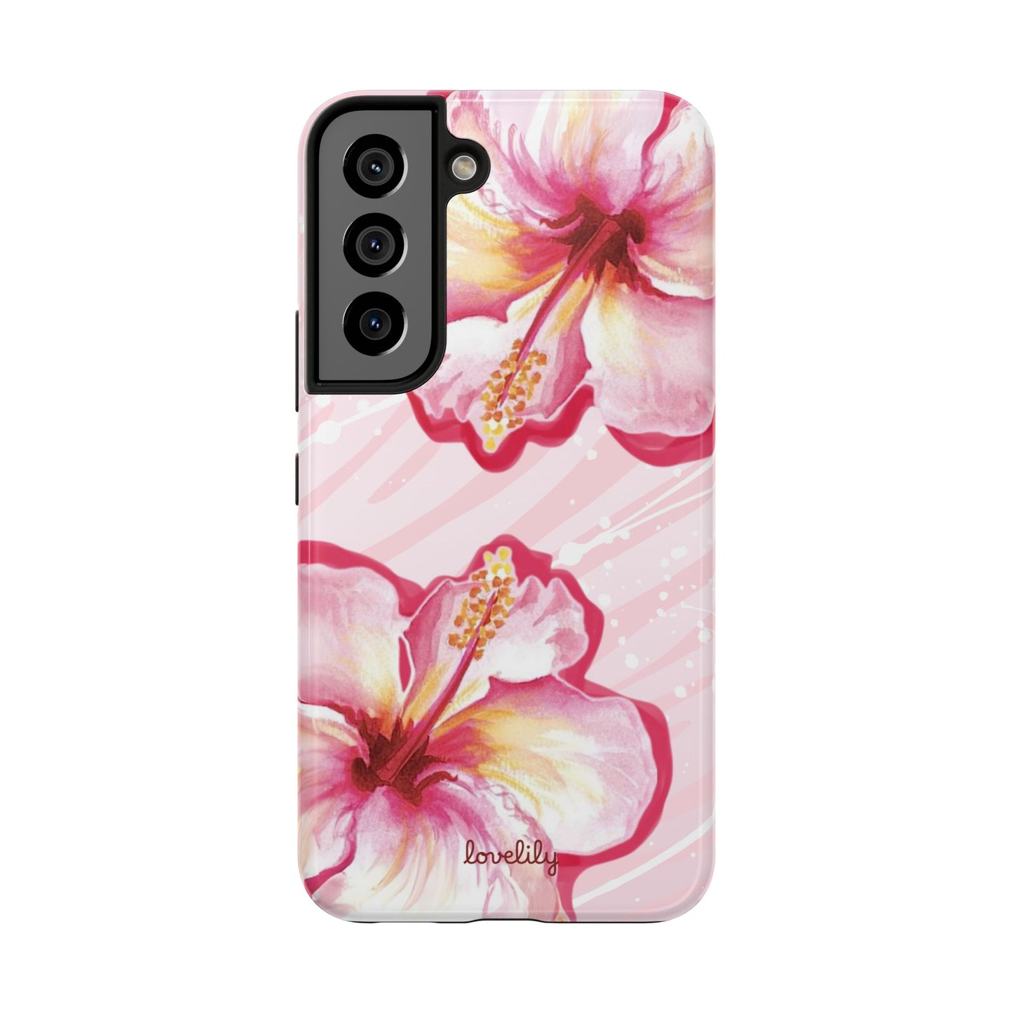 pink hibiscus stacked phone case