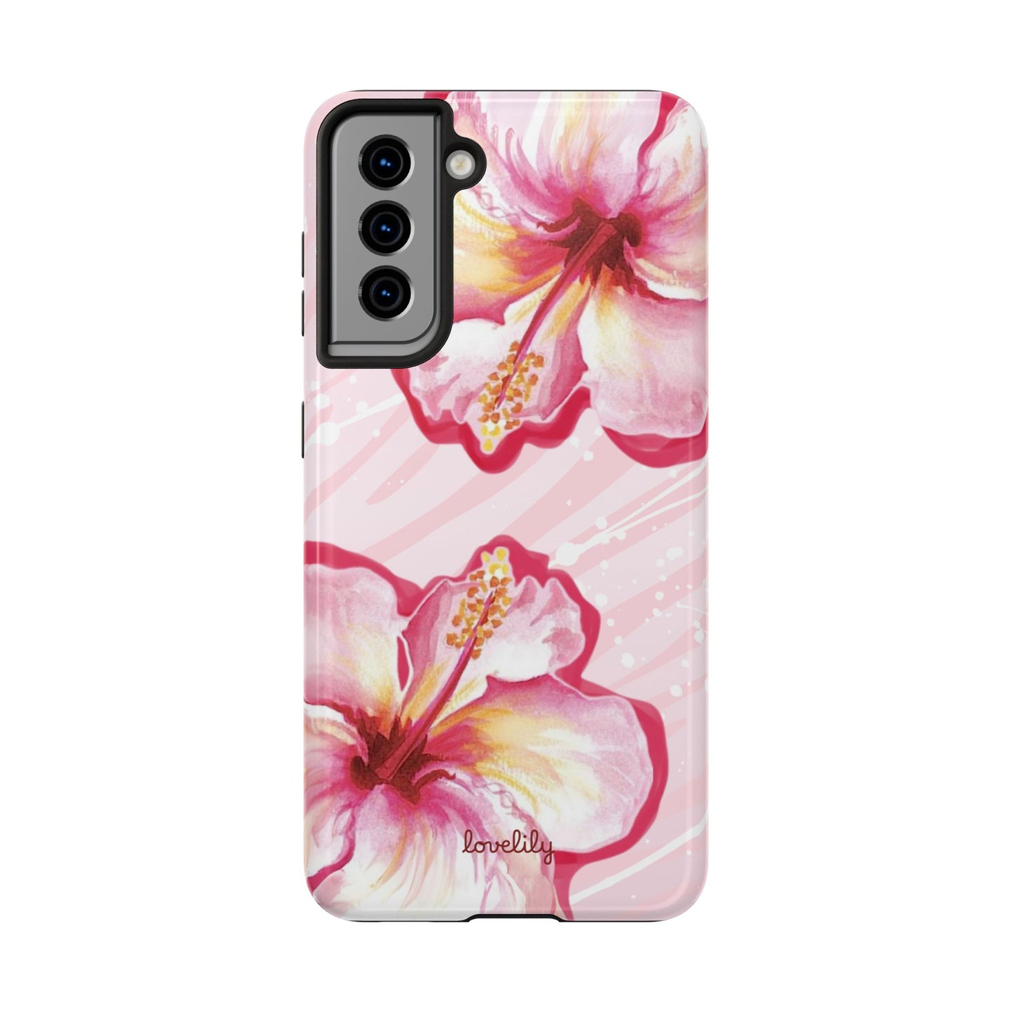 pink hibiscus stacked phone case