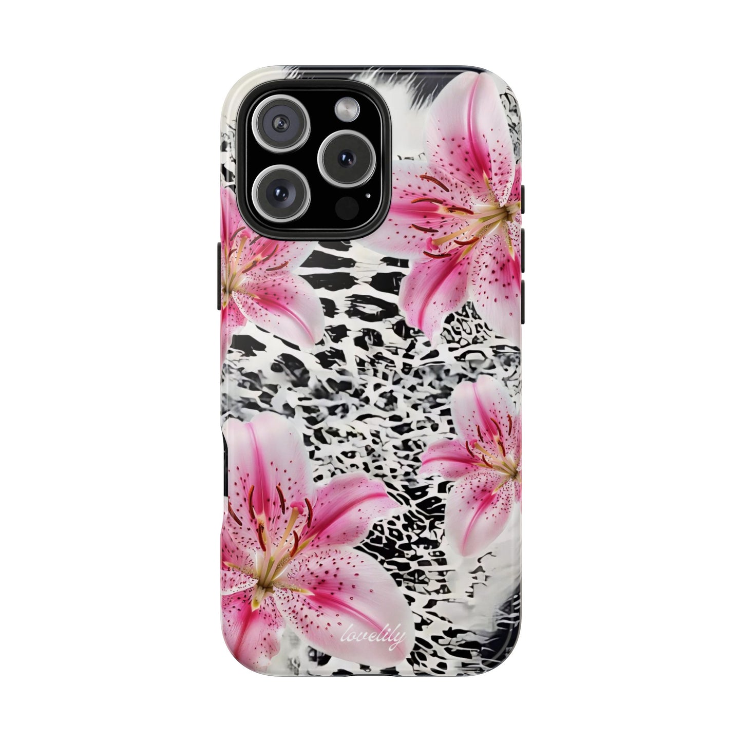 black pink stacked phone case