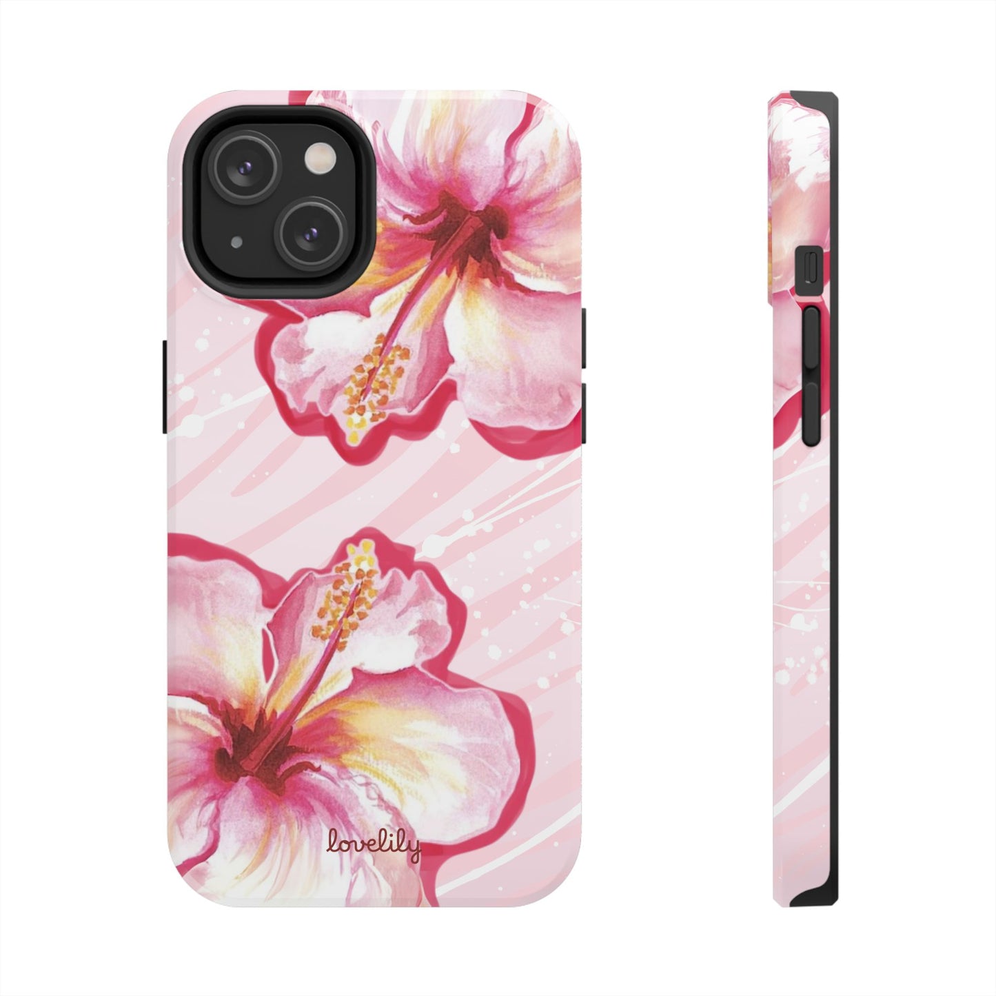 pink hibiscus stacked phone case