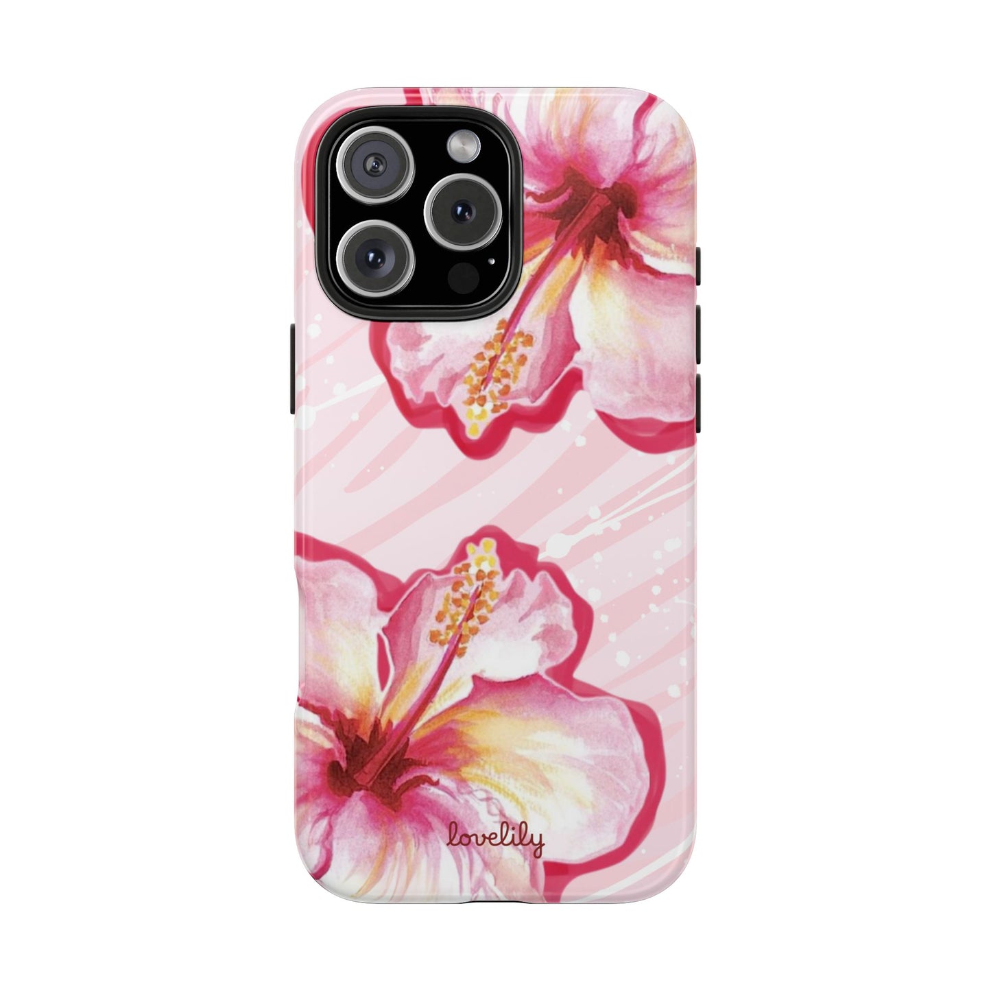pink hibiscus stacked phone case