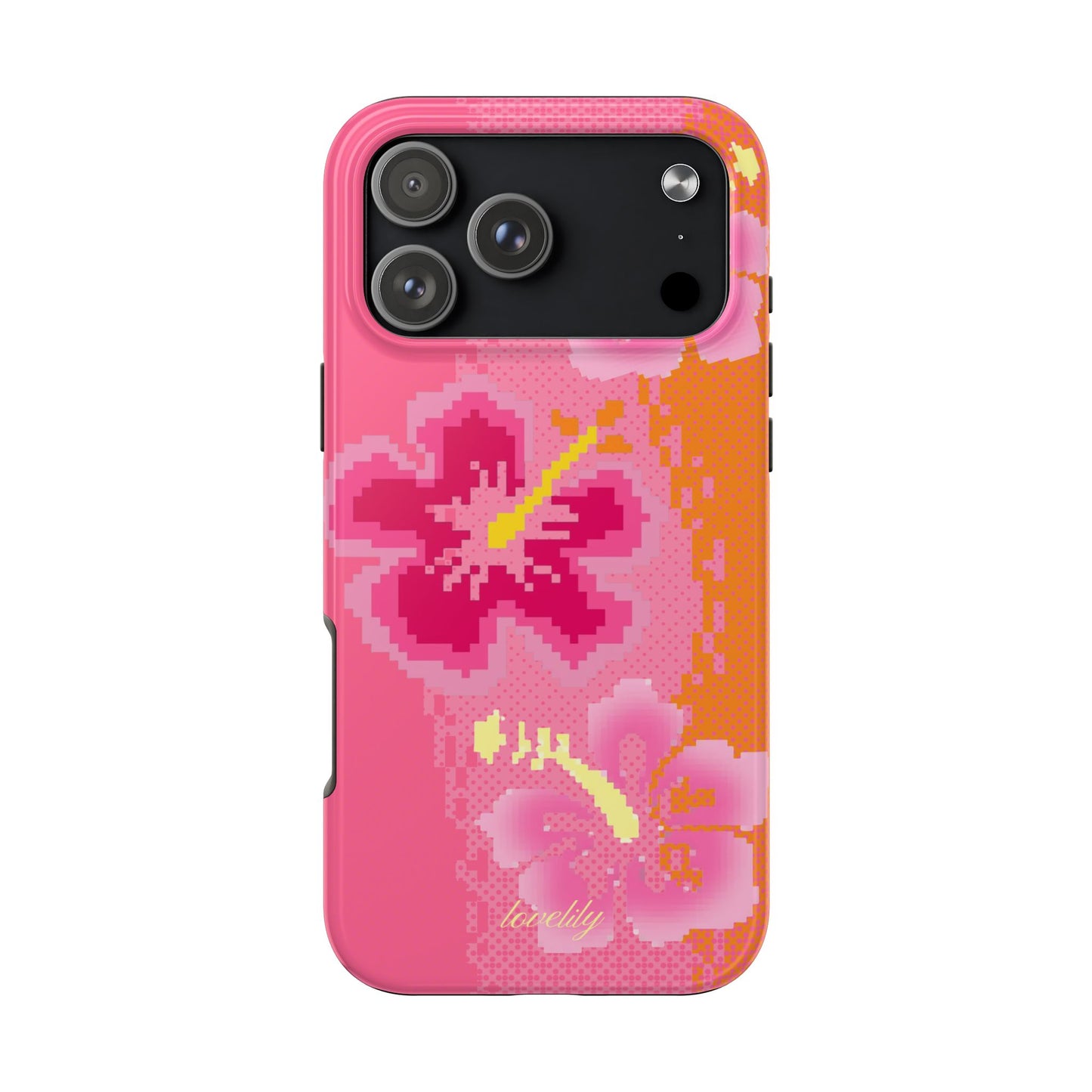 pixel hibiscus stacked phone case