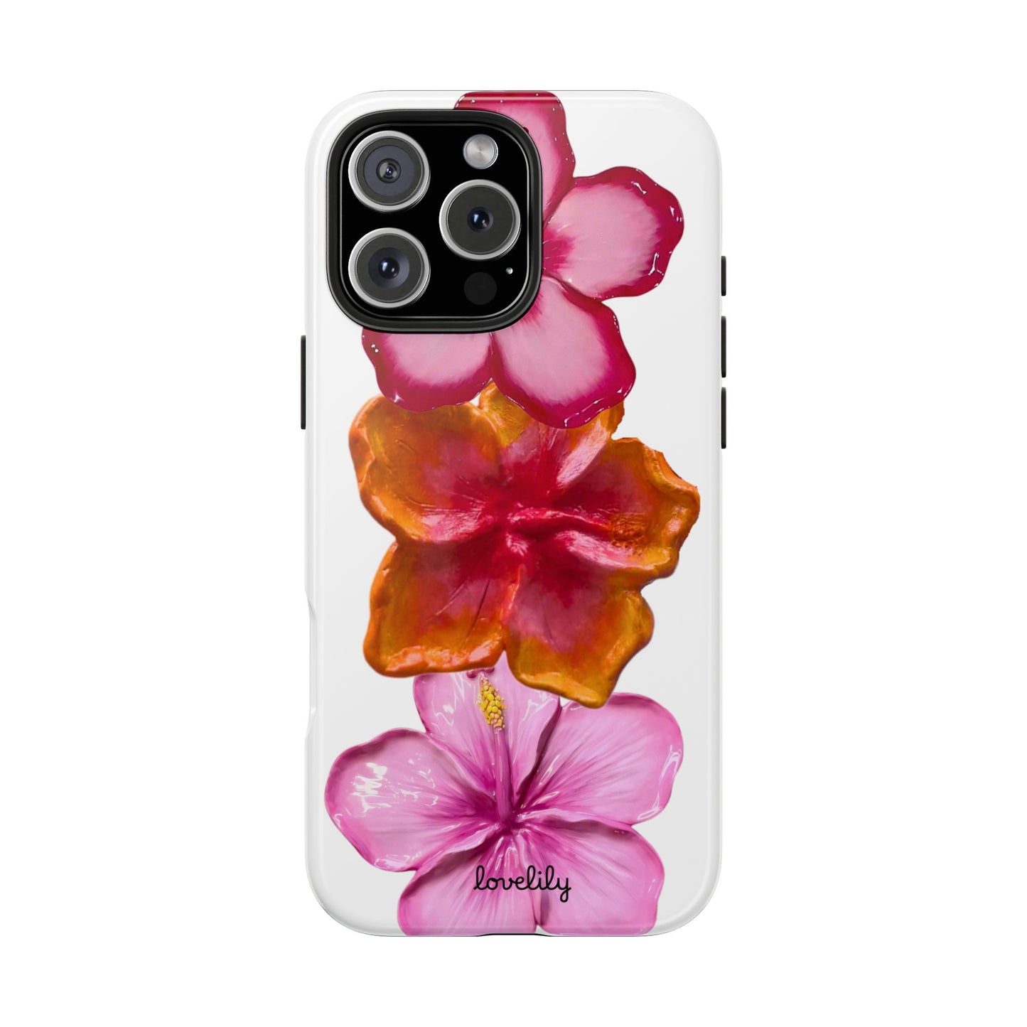 laminated hibiscus stacked phone case