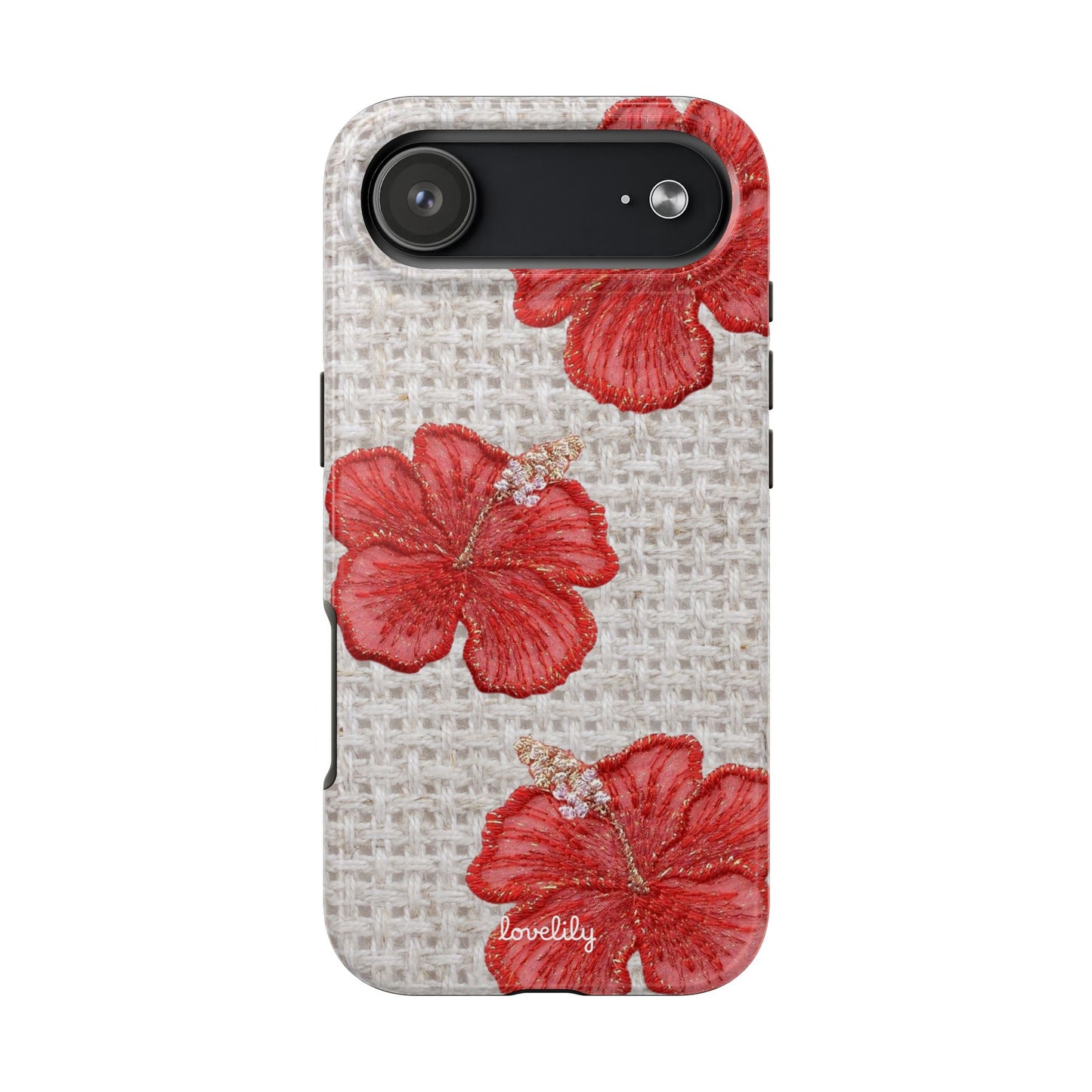 embroidered hibiscus stacked phone case