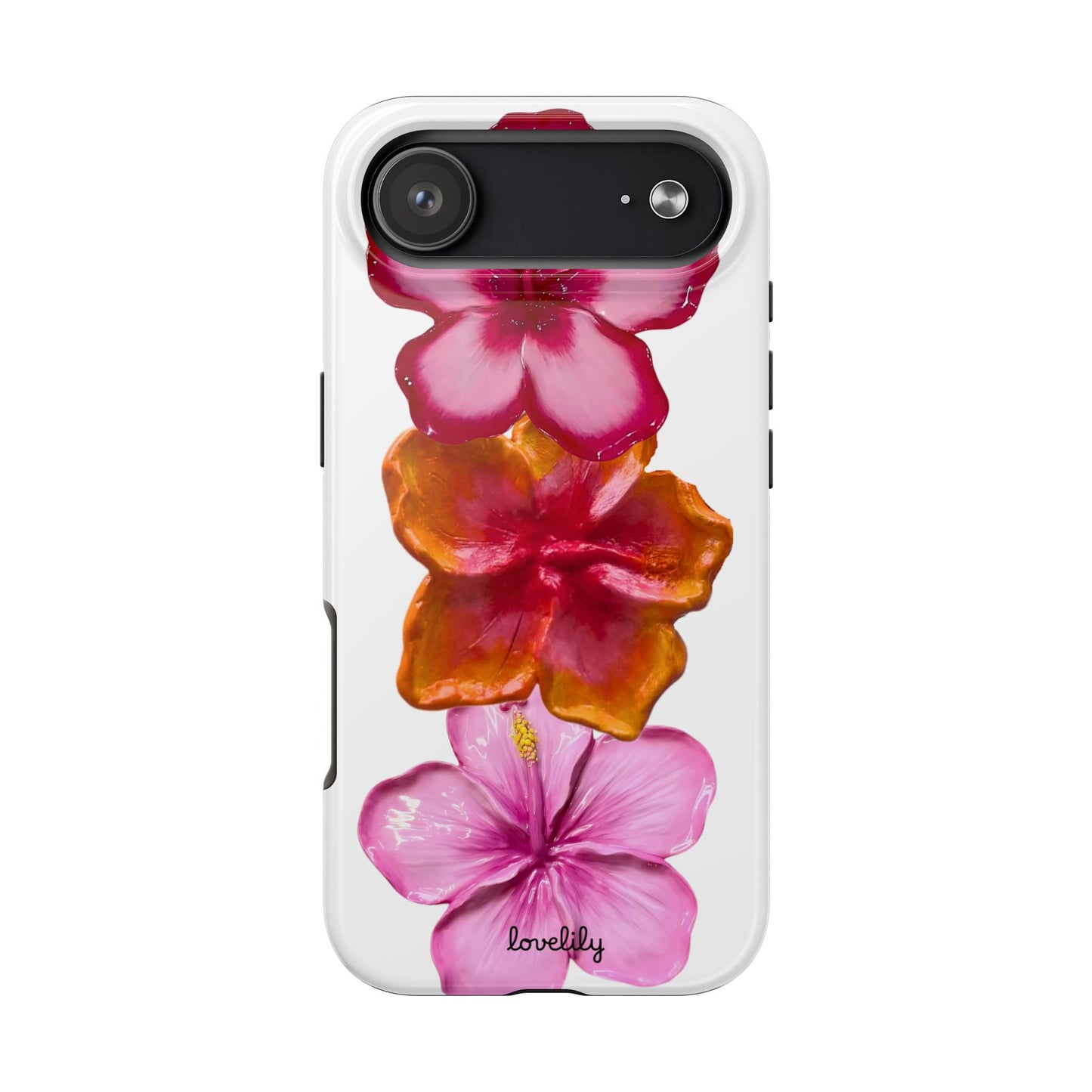 laminated hibiscus stacked phone case