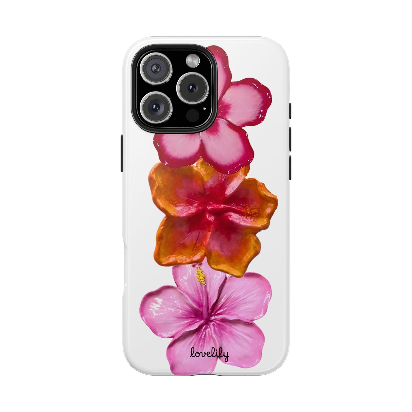laminated hibiscus stacked phone case
