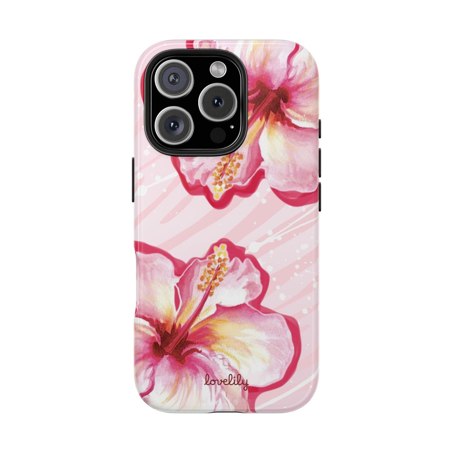 pink hibiscus stacked phone case