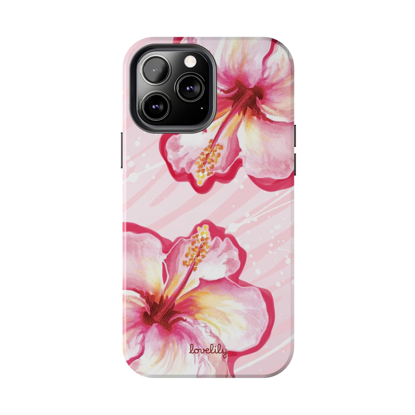 pink hibiscus stacked phone case