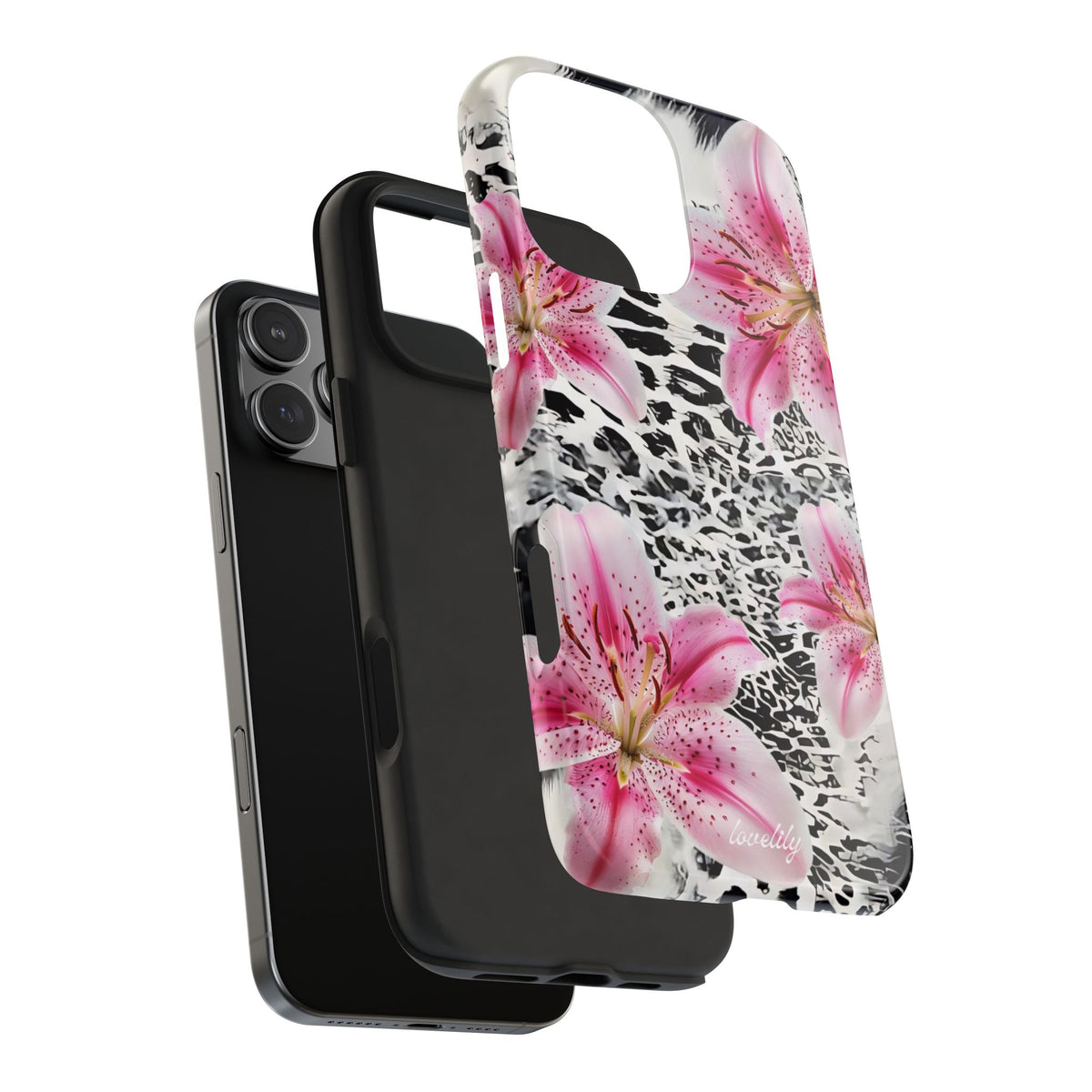 black pink stacked phone case