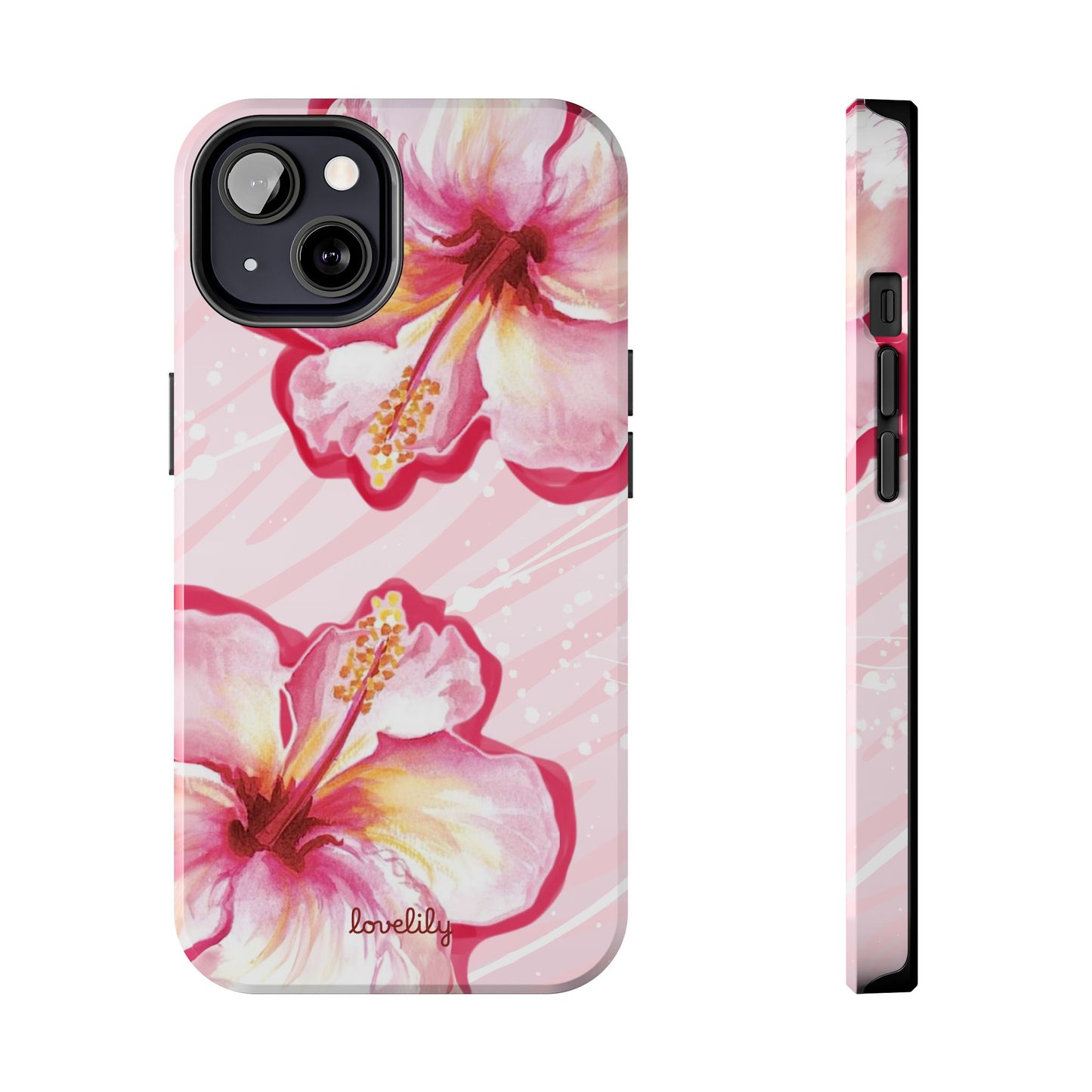 pink hibiscus stacked phone case