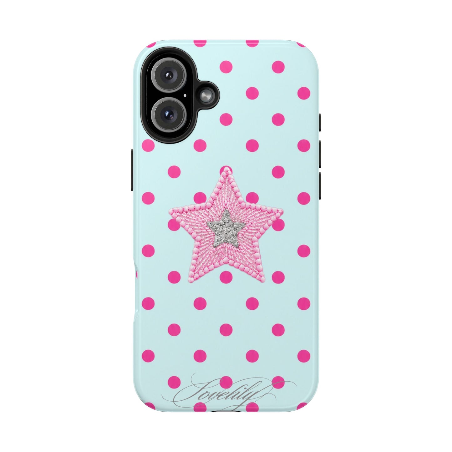 mint polka dot! stacked phone case