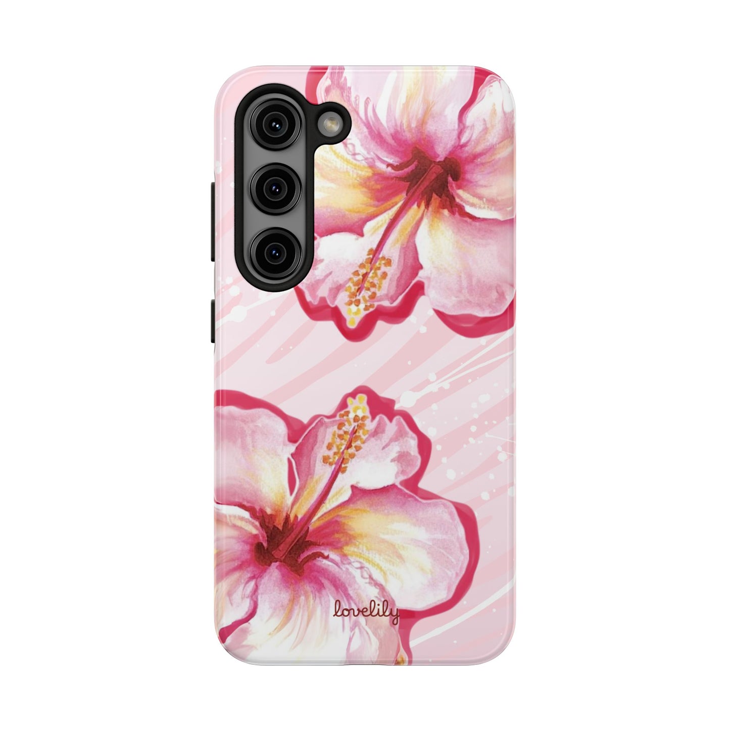 pink hibiscus stacked phone case