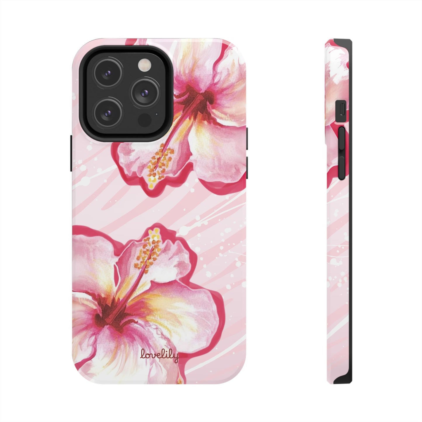 pink hibiscus stacked phone case