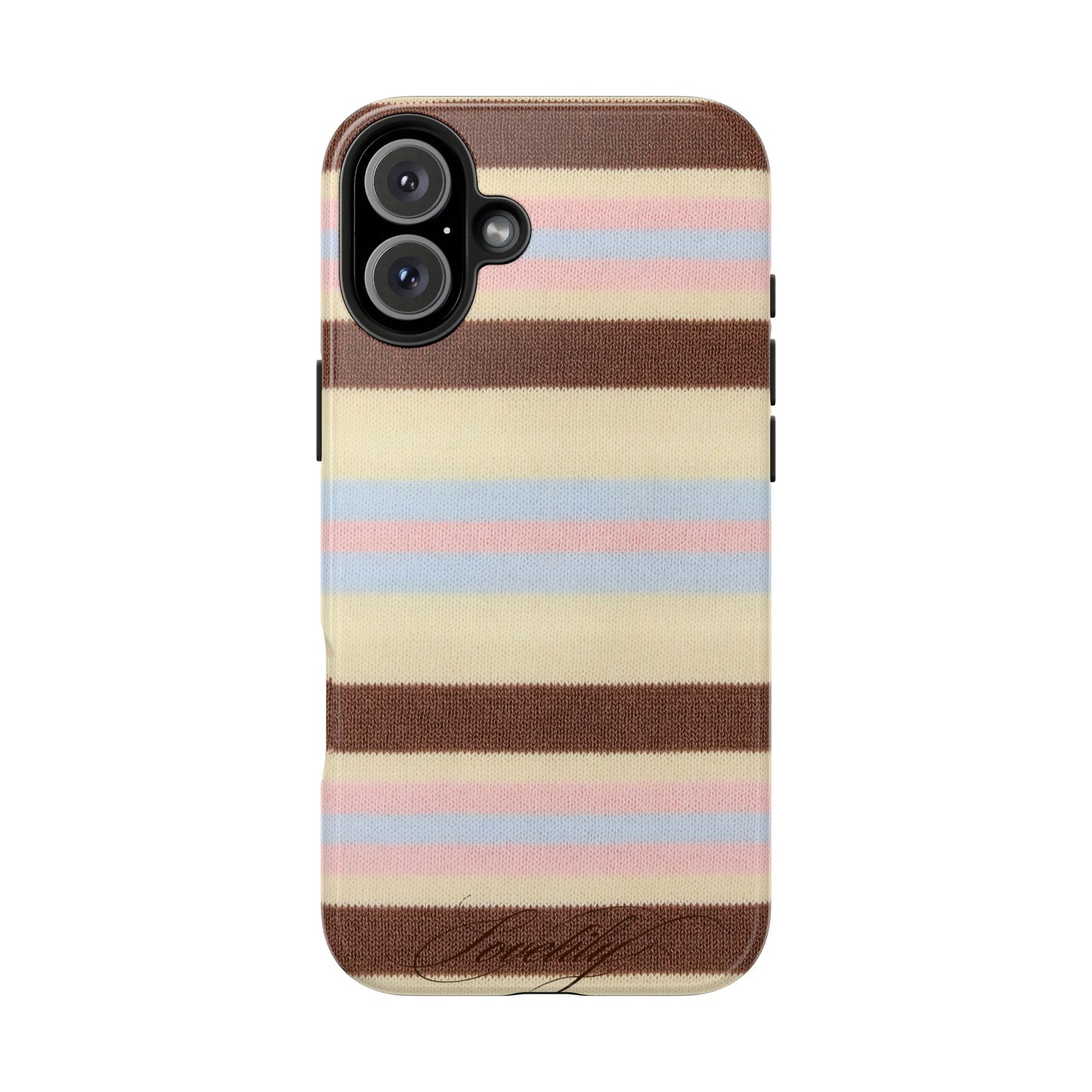 knitted pink n blue n brown! stacked phone case