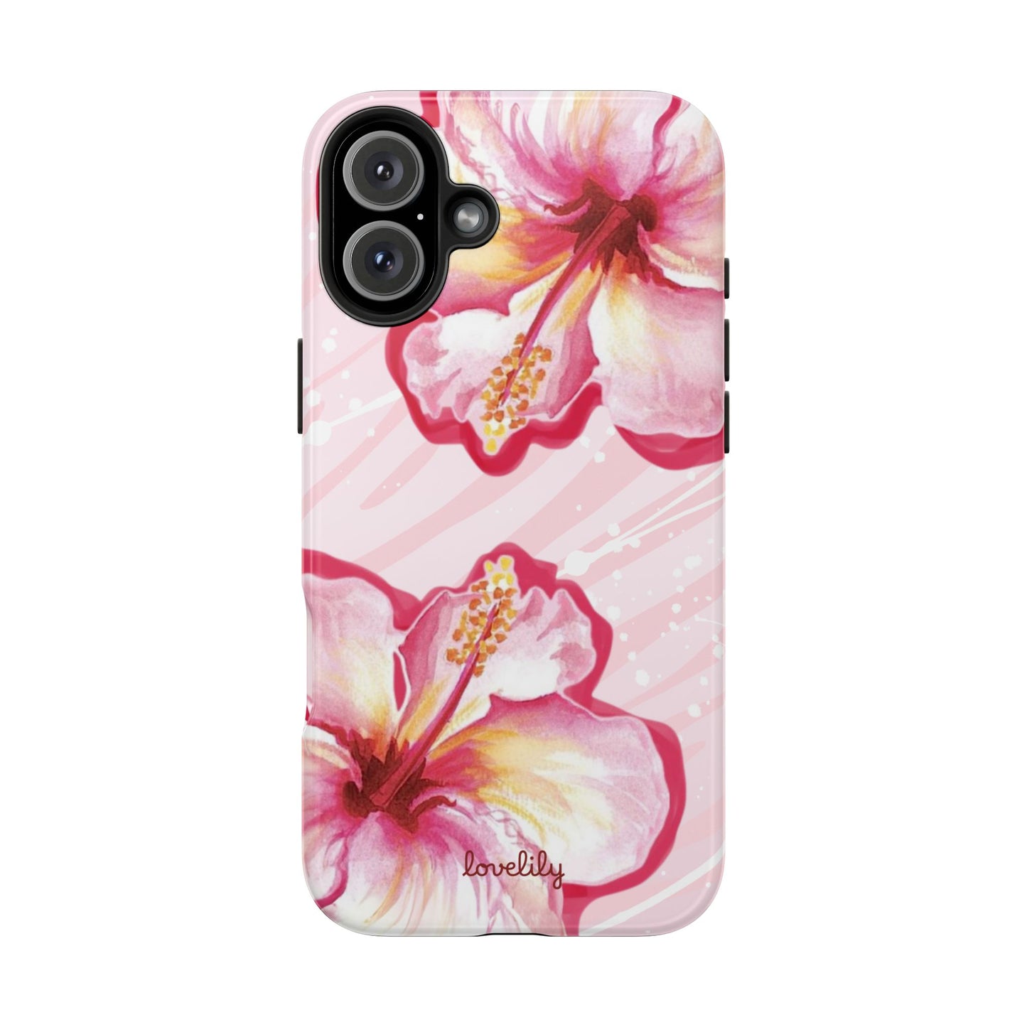 pink hibiscus stacked phone case