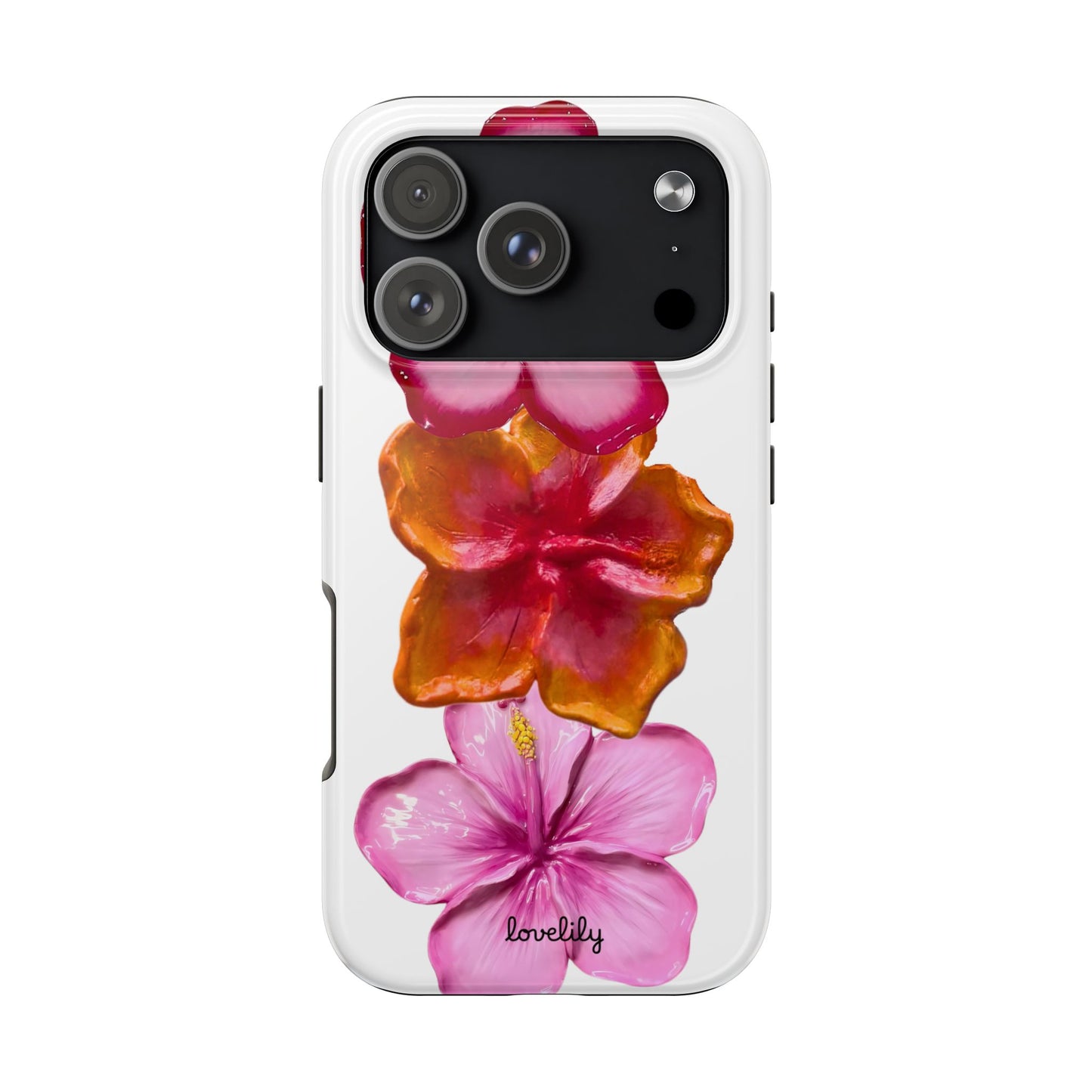laminated hibiscus stacked phone case