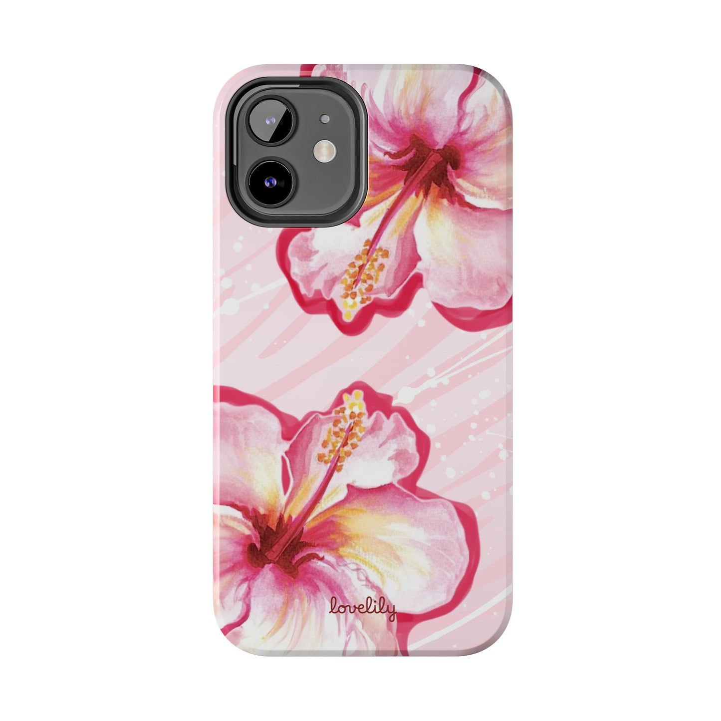 pink hibiscus stacked phone case