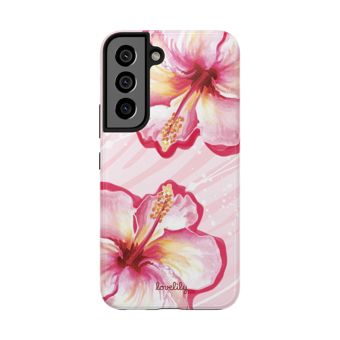 pink hibiscus stacked phone case