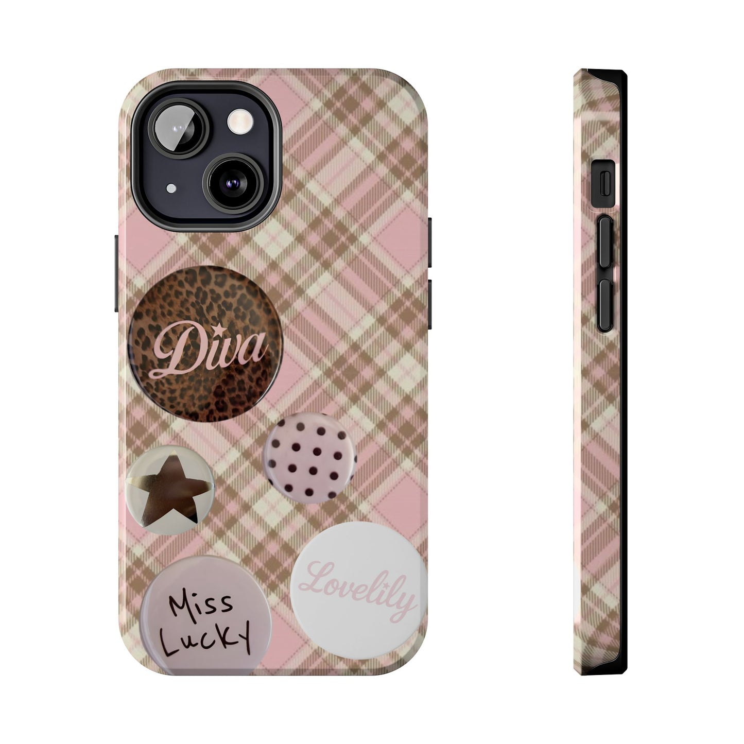 pink n brown pins stacked phone case