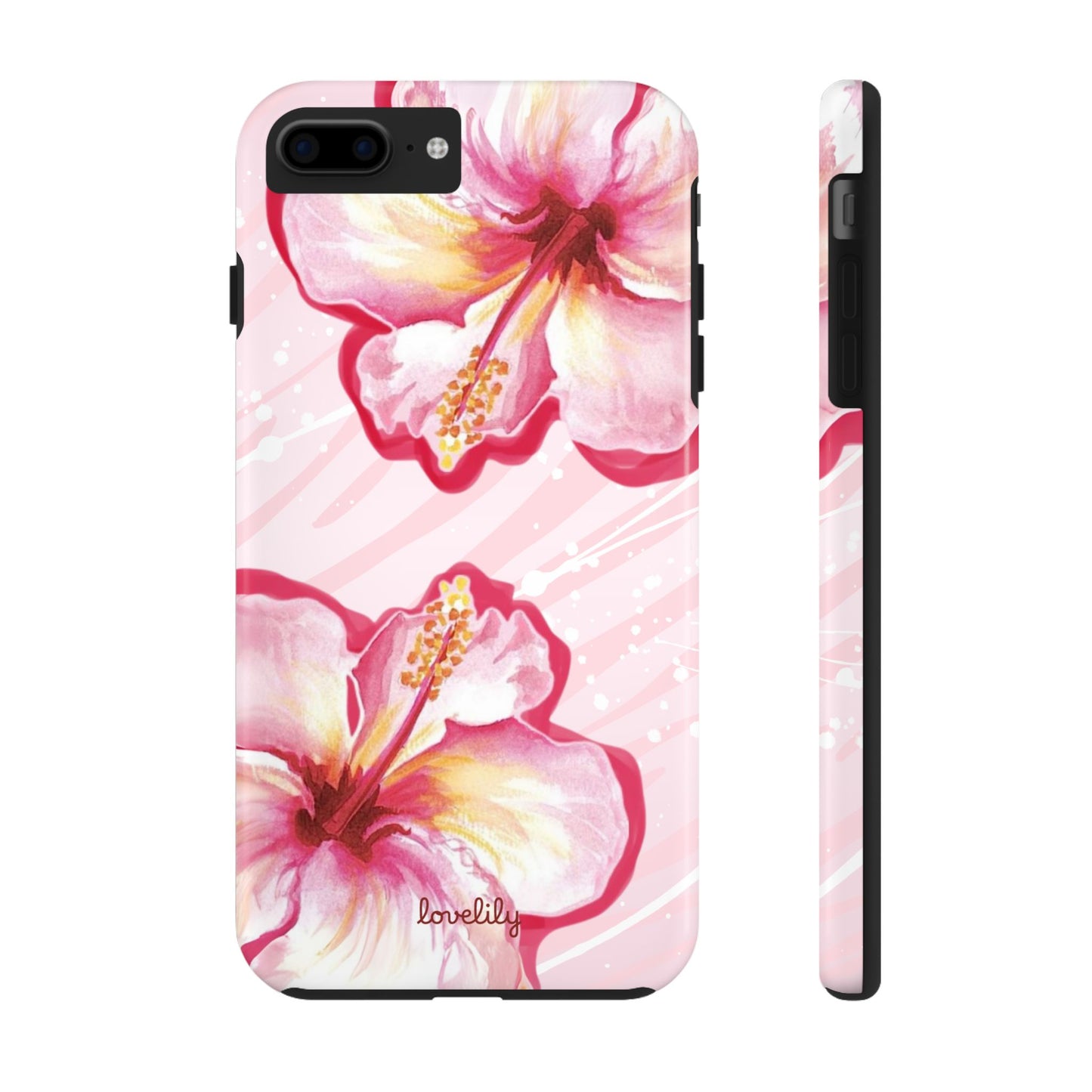 pink hibiscus stacked phone case