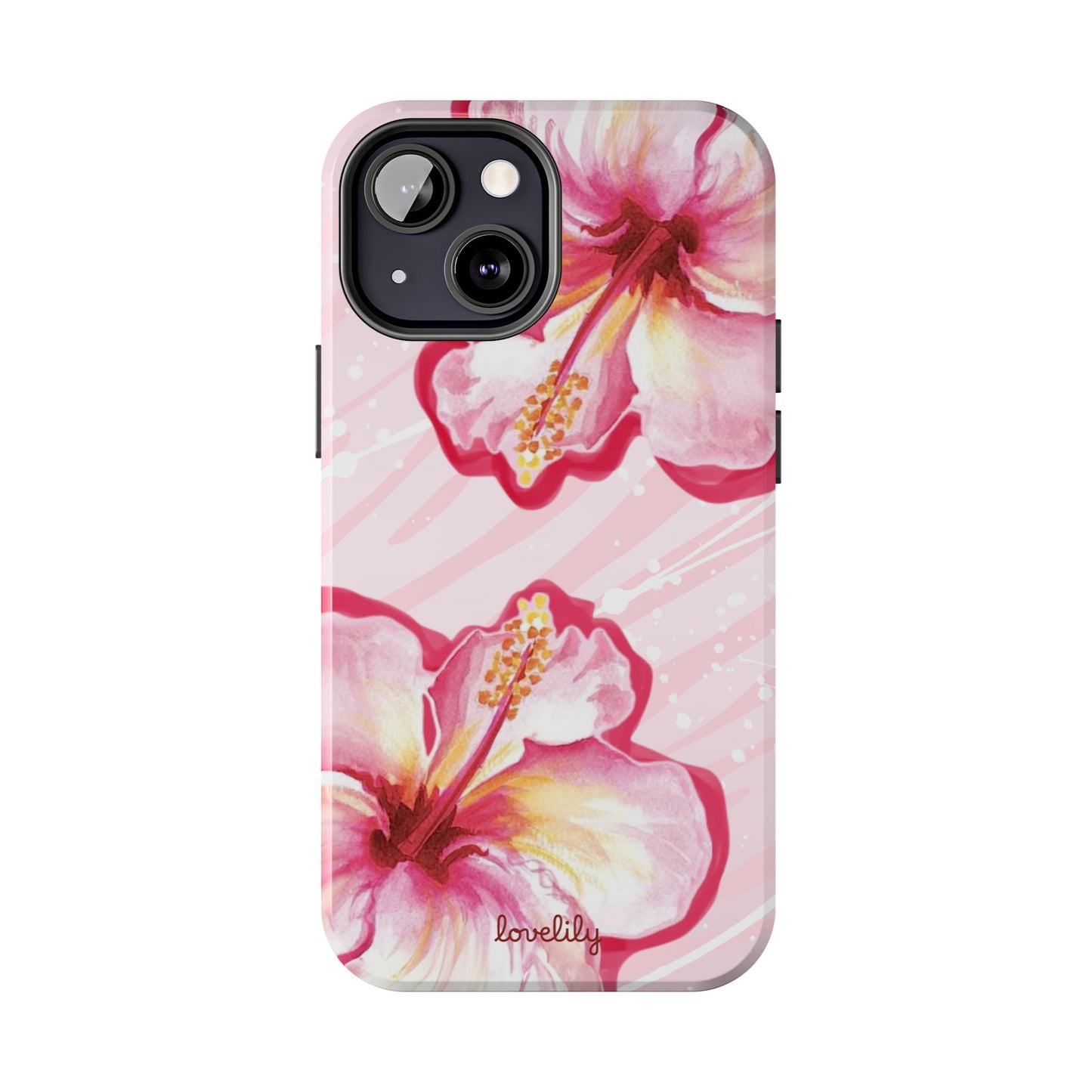 pink hibiscus stacked phone case