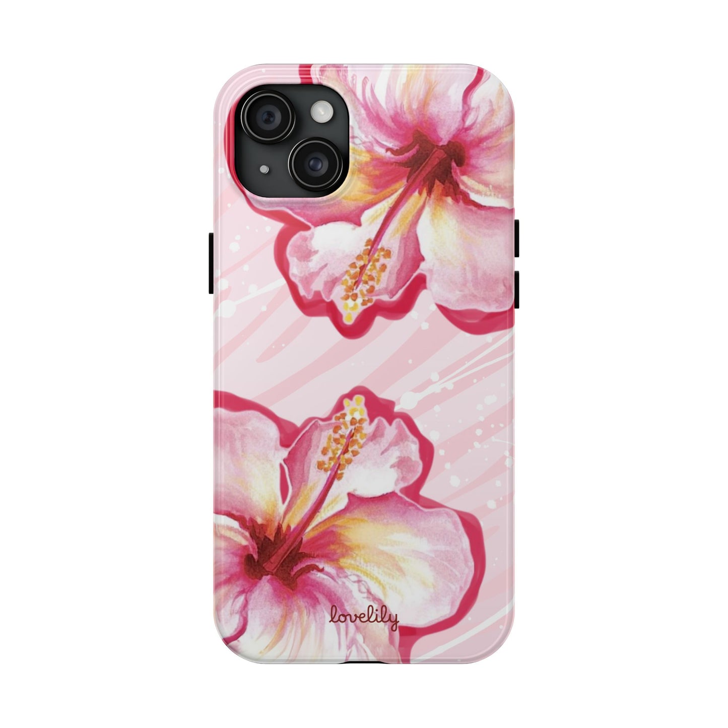 pink hibiscus stacked phone case