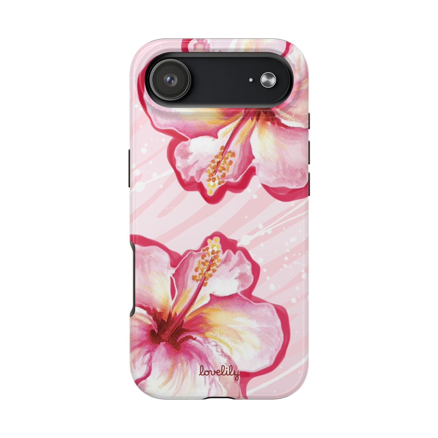 pink hibiscus stacked phone case