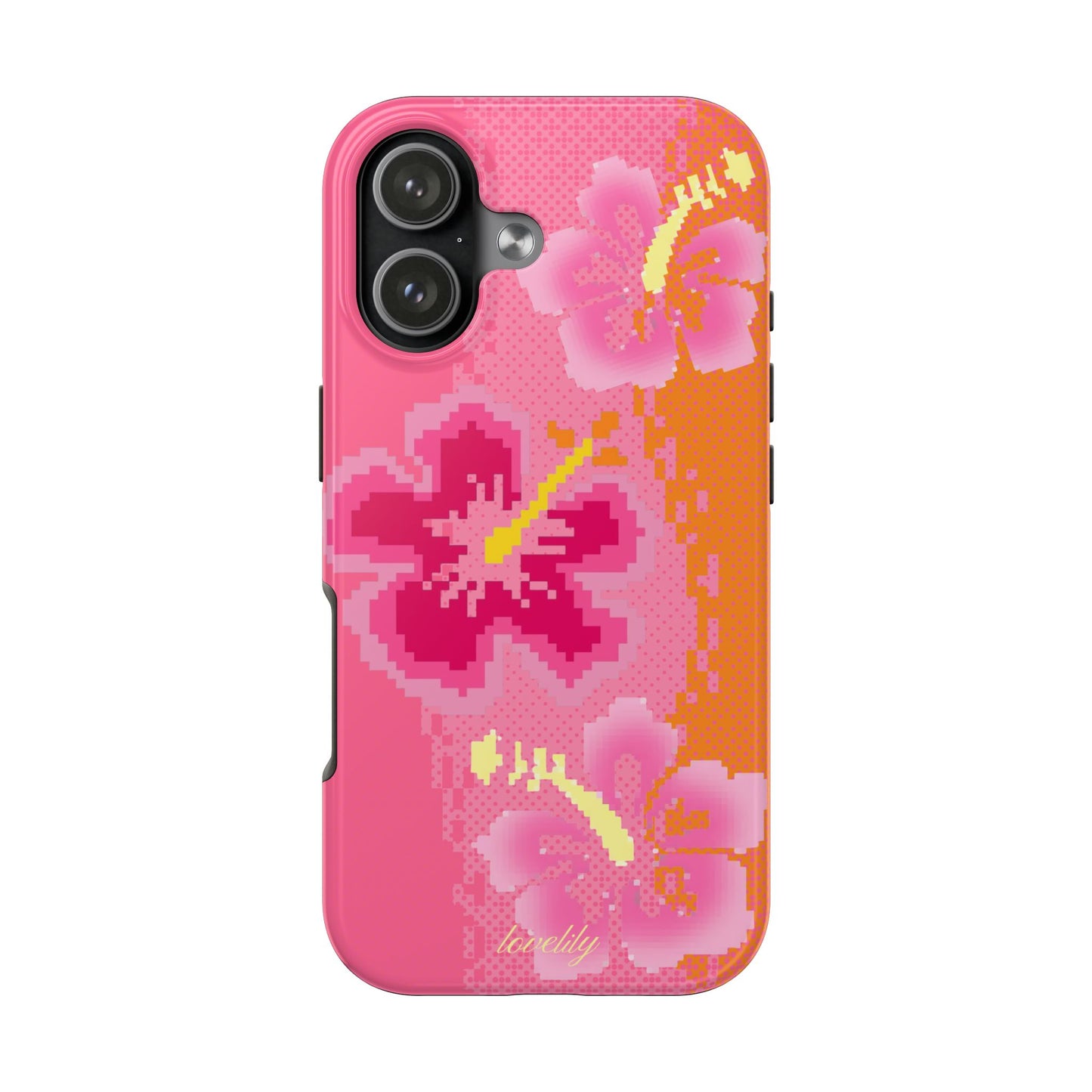 pixel hibiscus stacked phone case