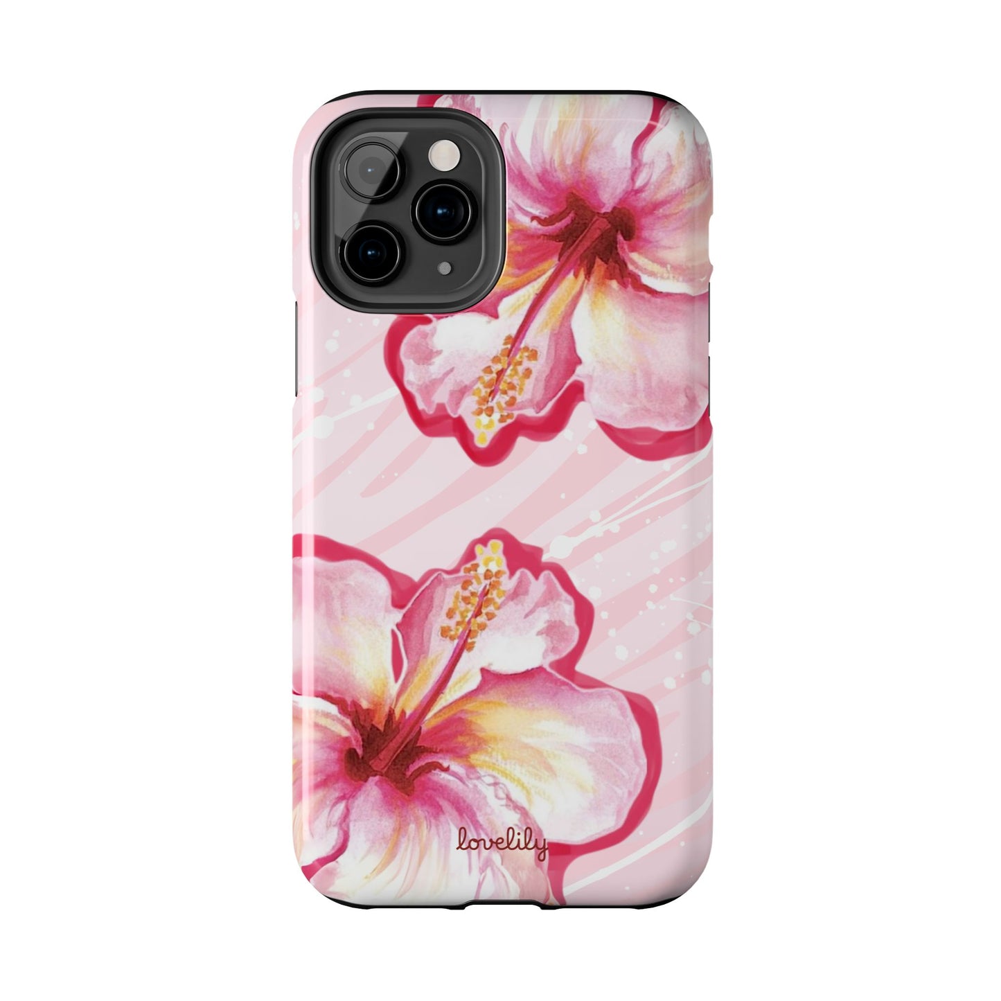 pink hibiscus stacked phone case